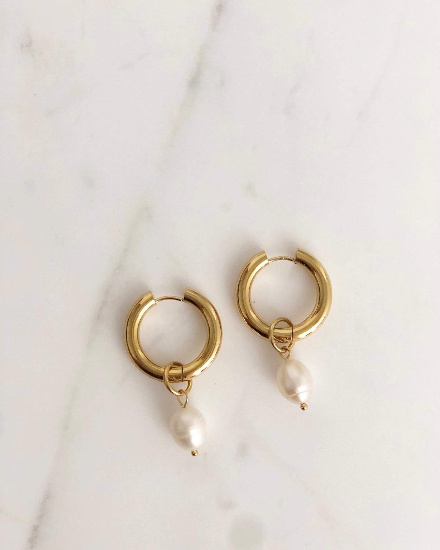 Celine Pearl Hoop Earrings