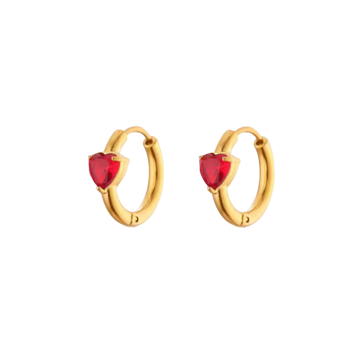 Freya Heart Hoops - Red