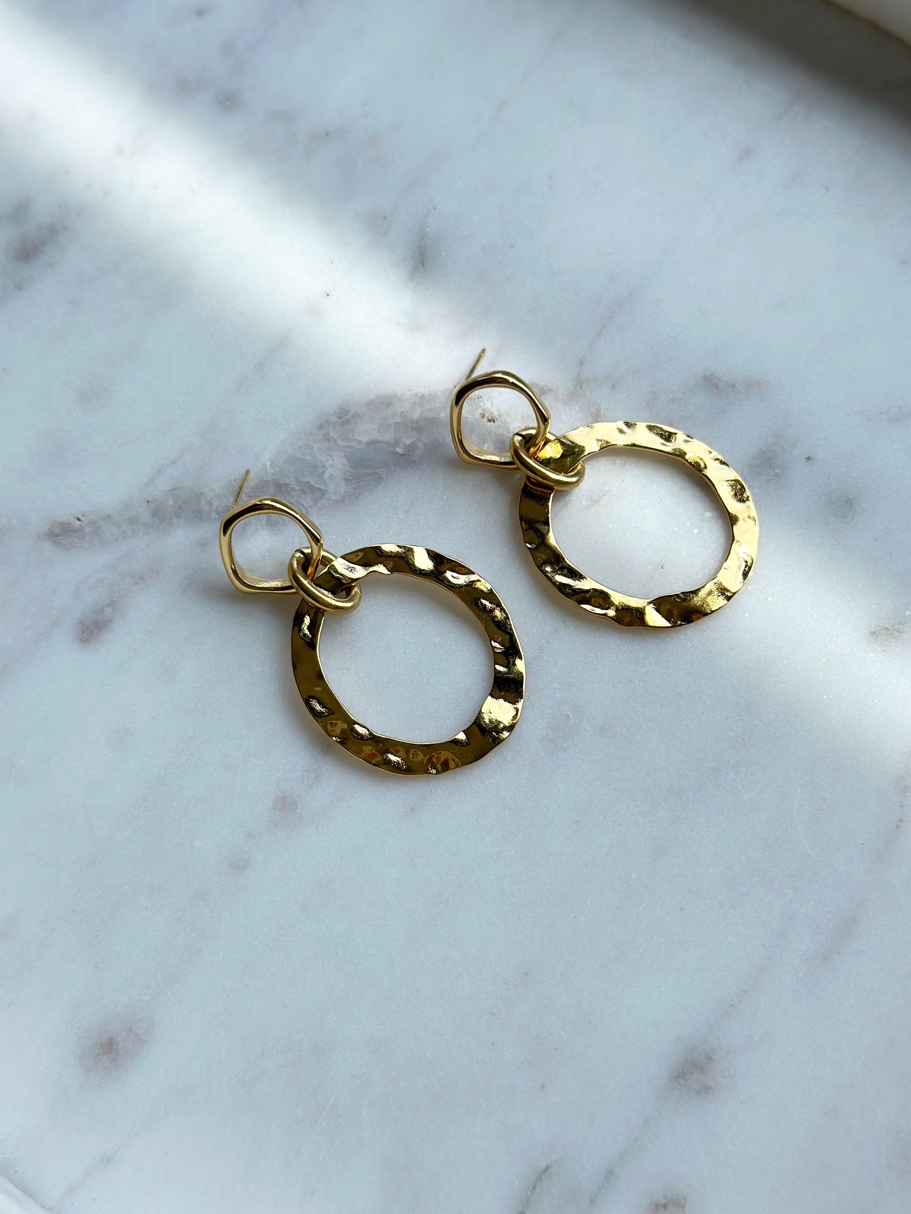 Clara Hammered Drop Earrings