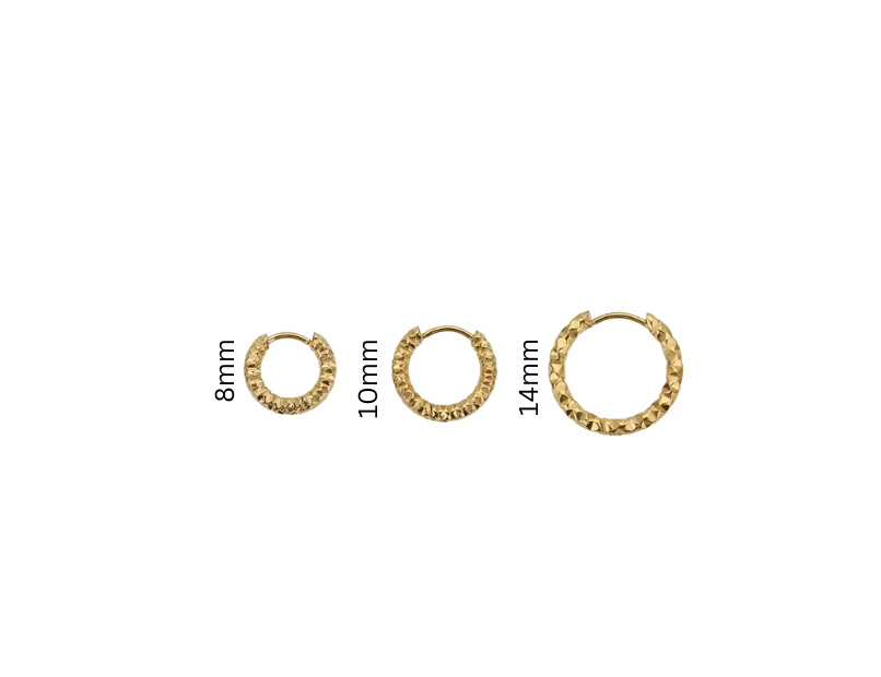 Diamond Cut Hoops - Gold - 8mm