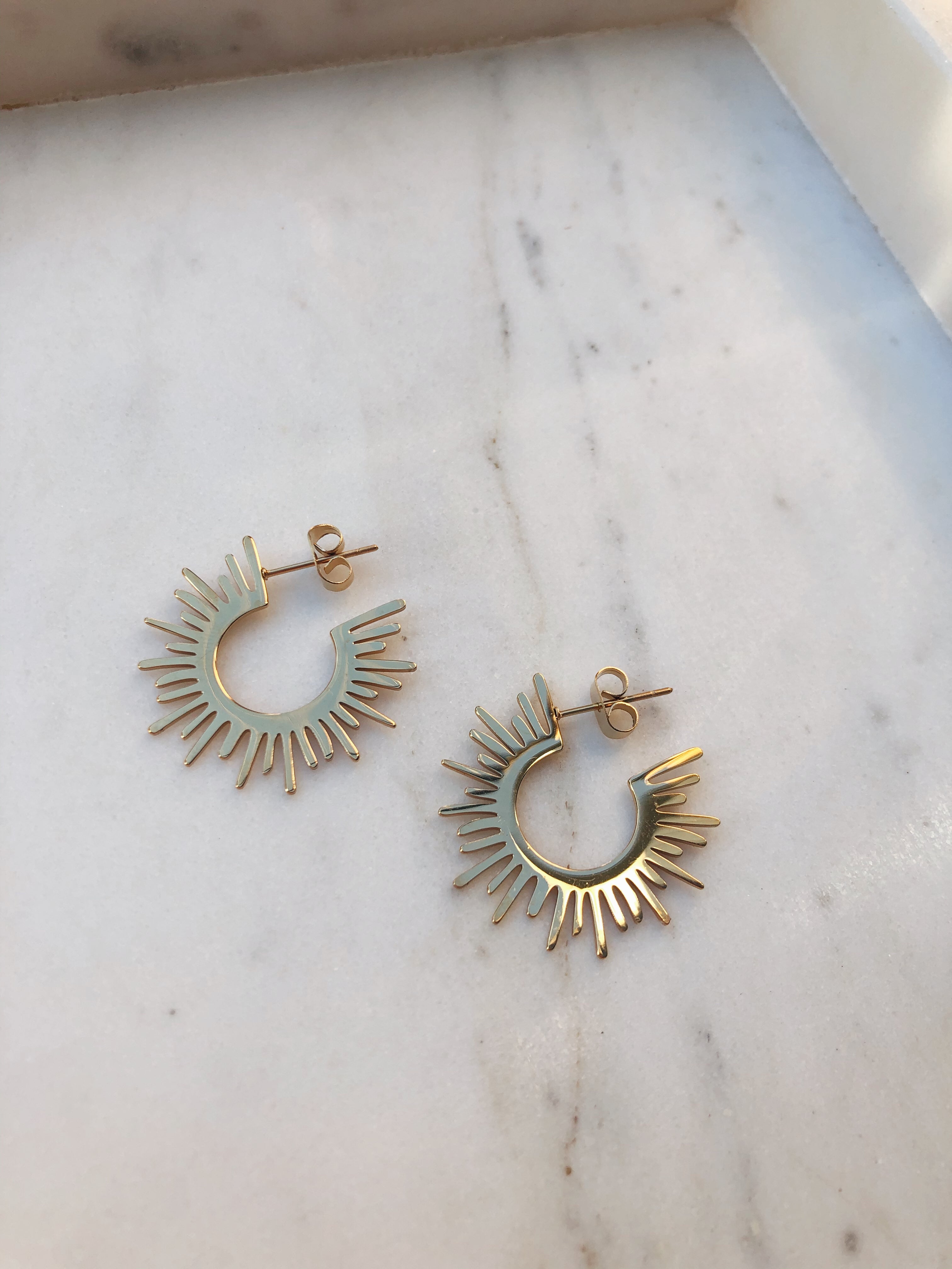 Starburst Hoop Earrings - Gold