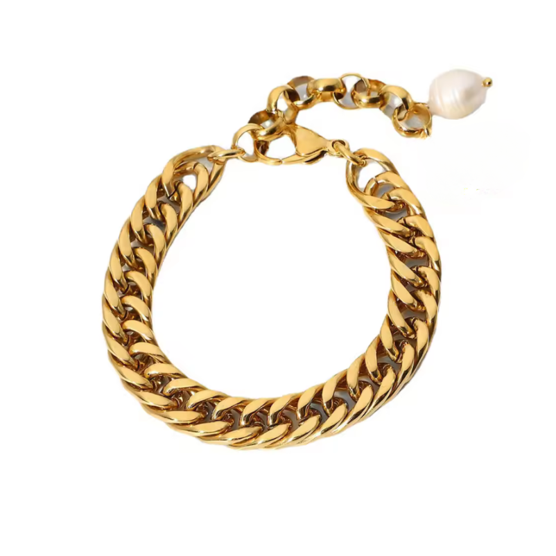 Chunky Link Pearl Bracelet