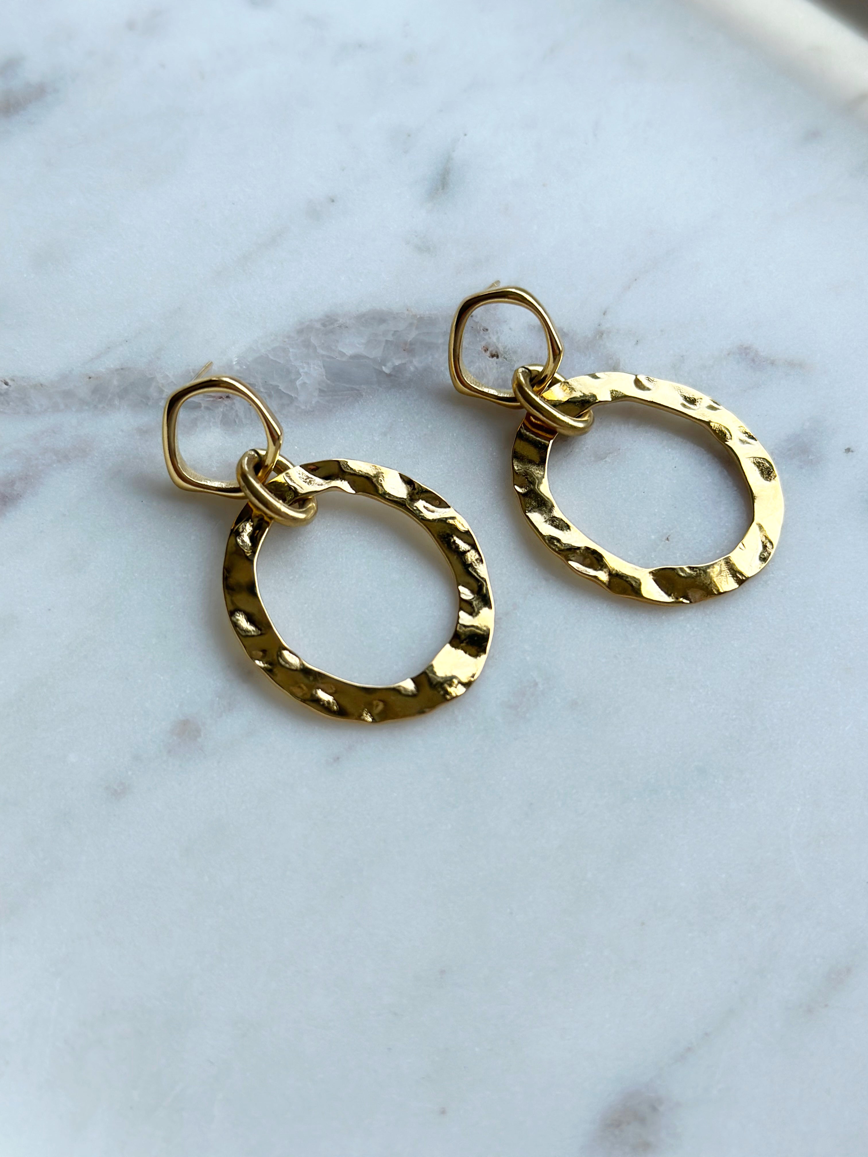 Clara Hammered Drop Earrings