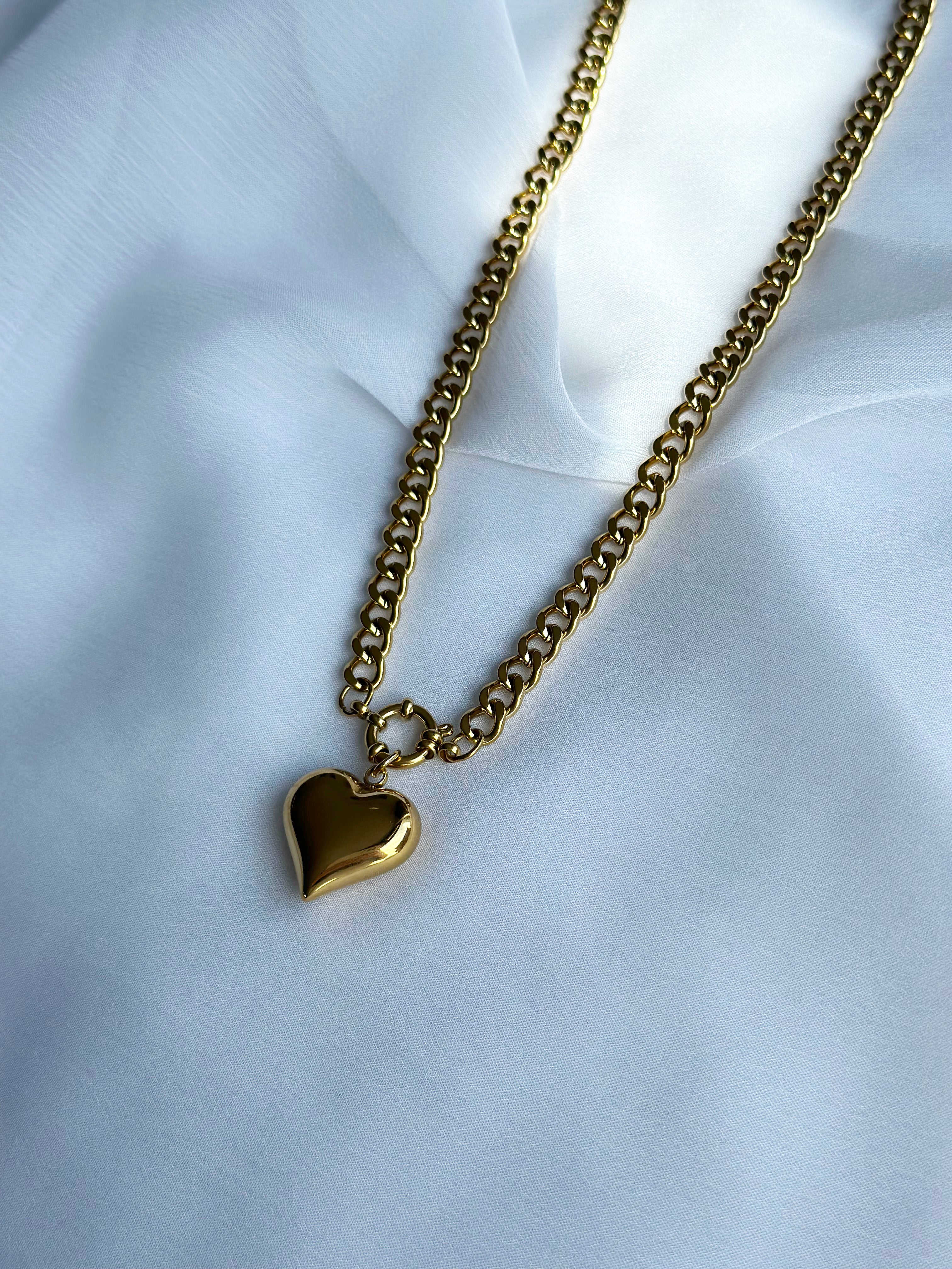 Celine Puff Heart Necklace - Gold