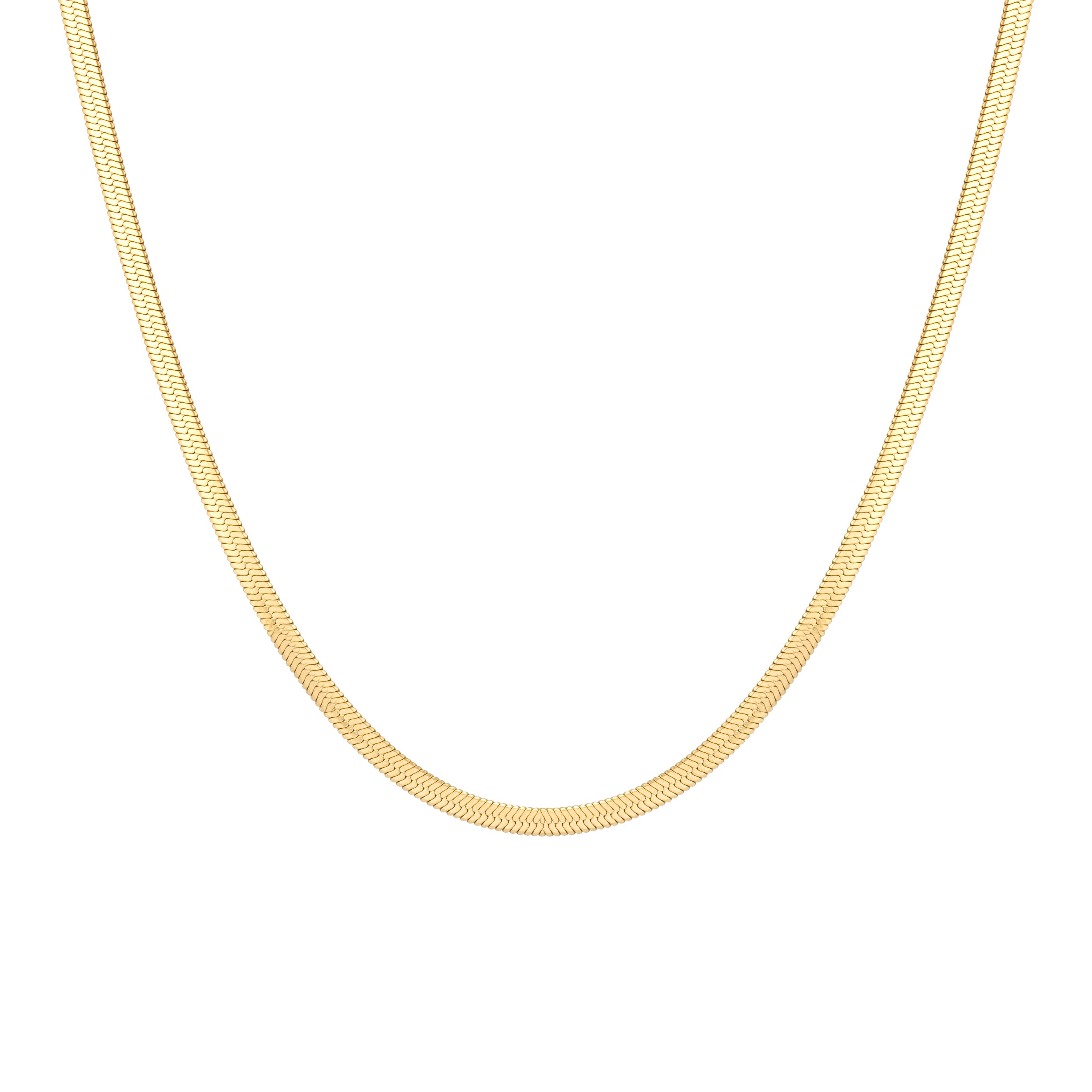 Herringbone Necklace - 3mm Gold