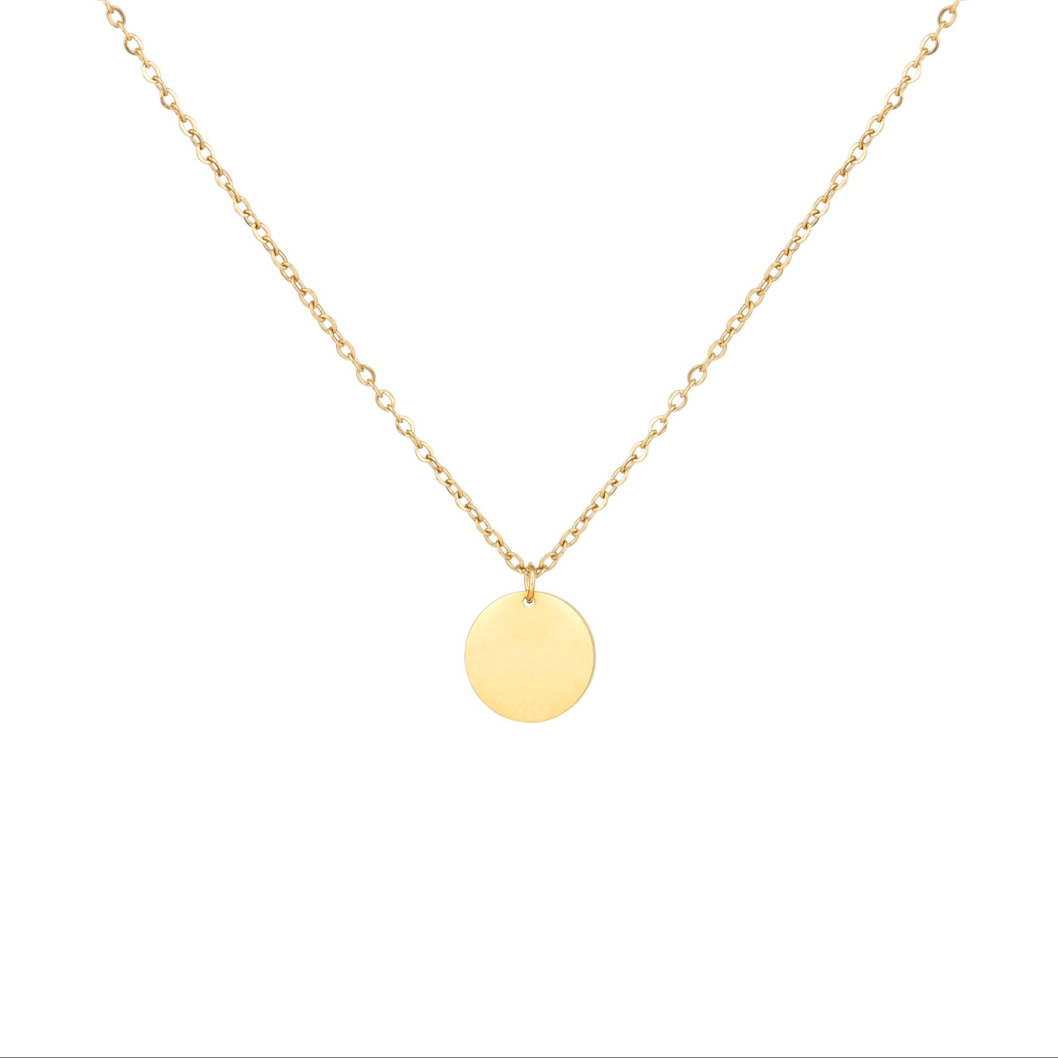 Disc Pendant Necklace Large - Gold
