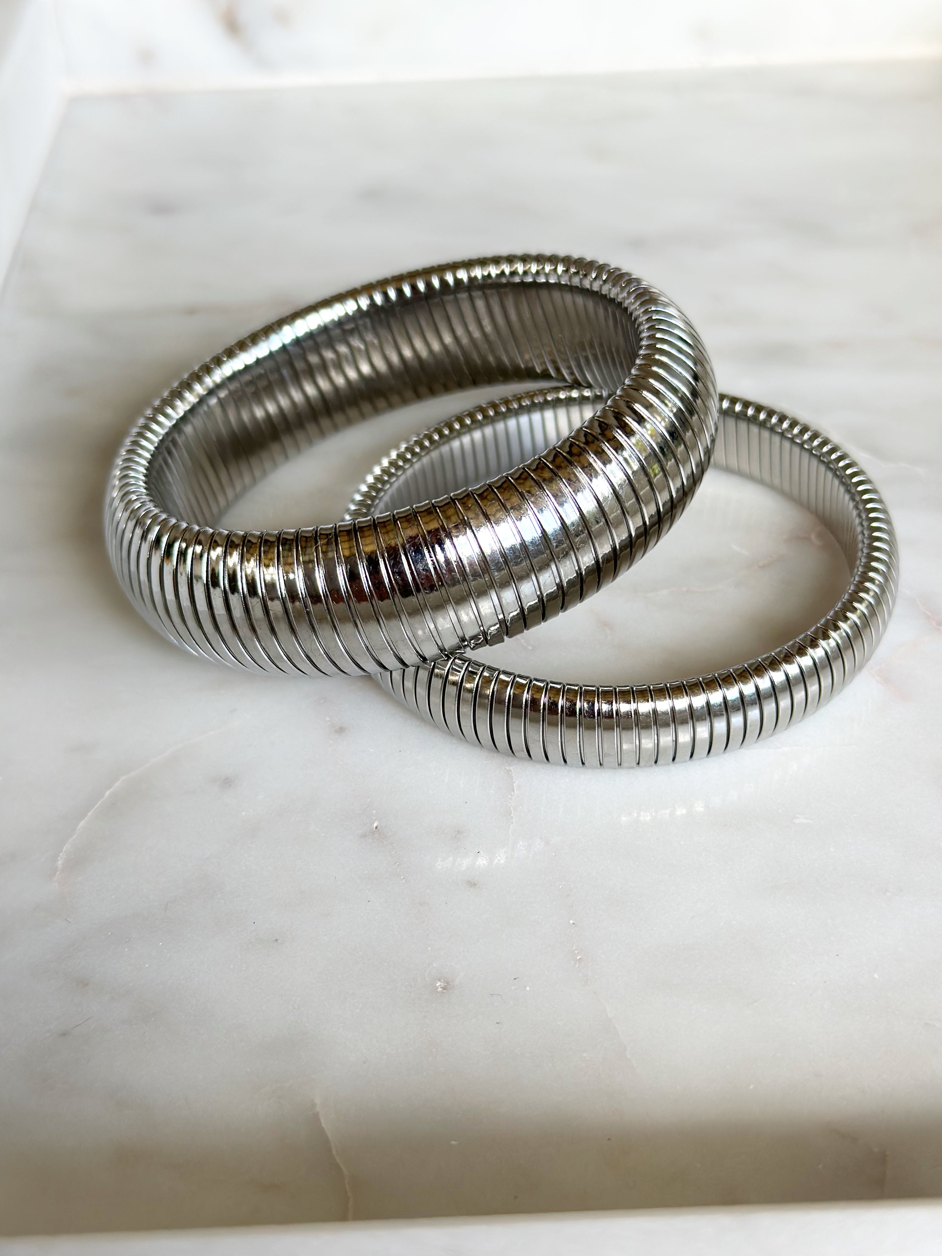 Hadley Stretch Bangle - Silver 12mm