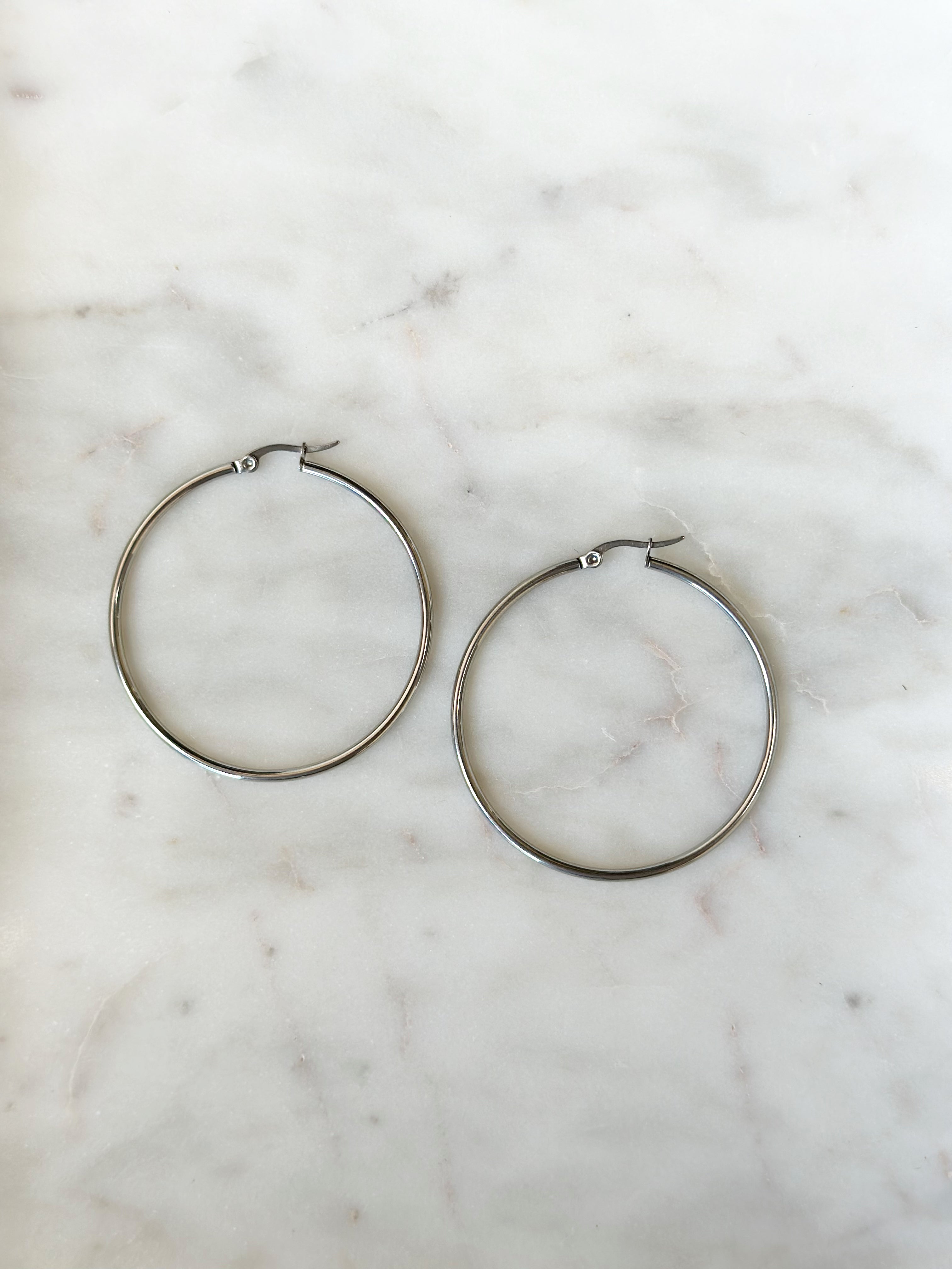 Hayley Hoop Earrings - Silver 50mm