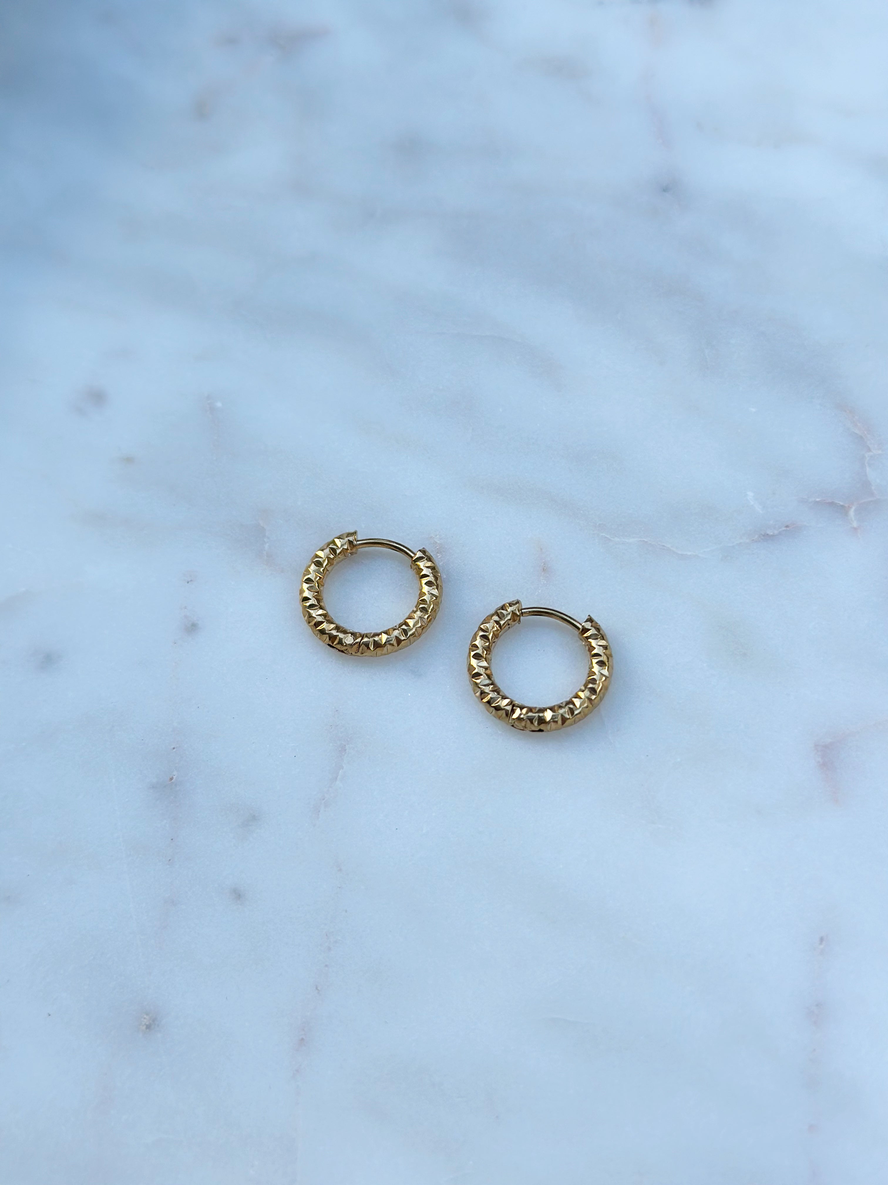 Diamond Cut Hoops - Gold - 10mm