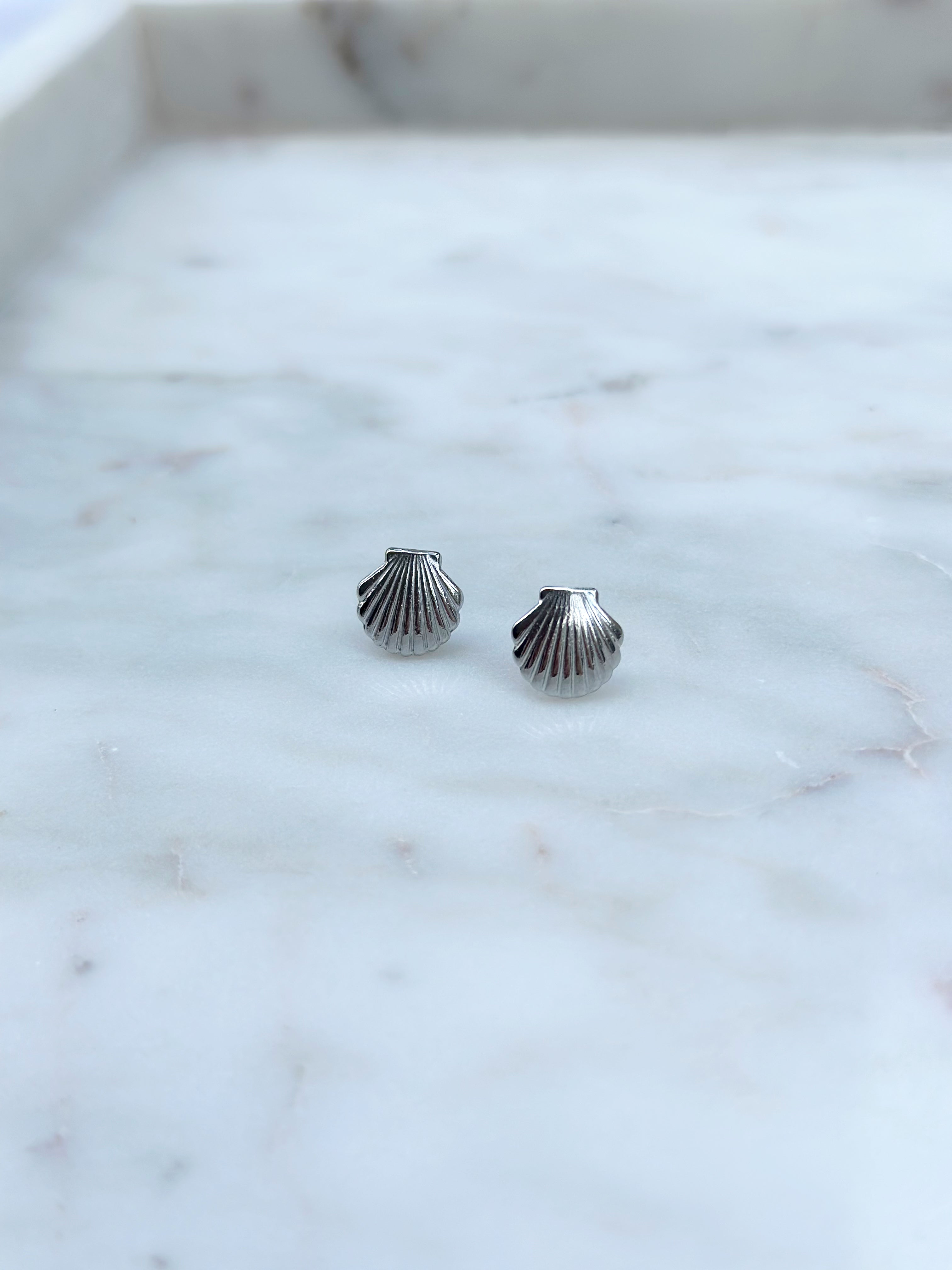 Mini Seashell Studs - Silver