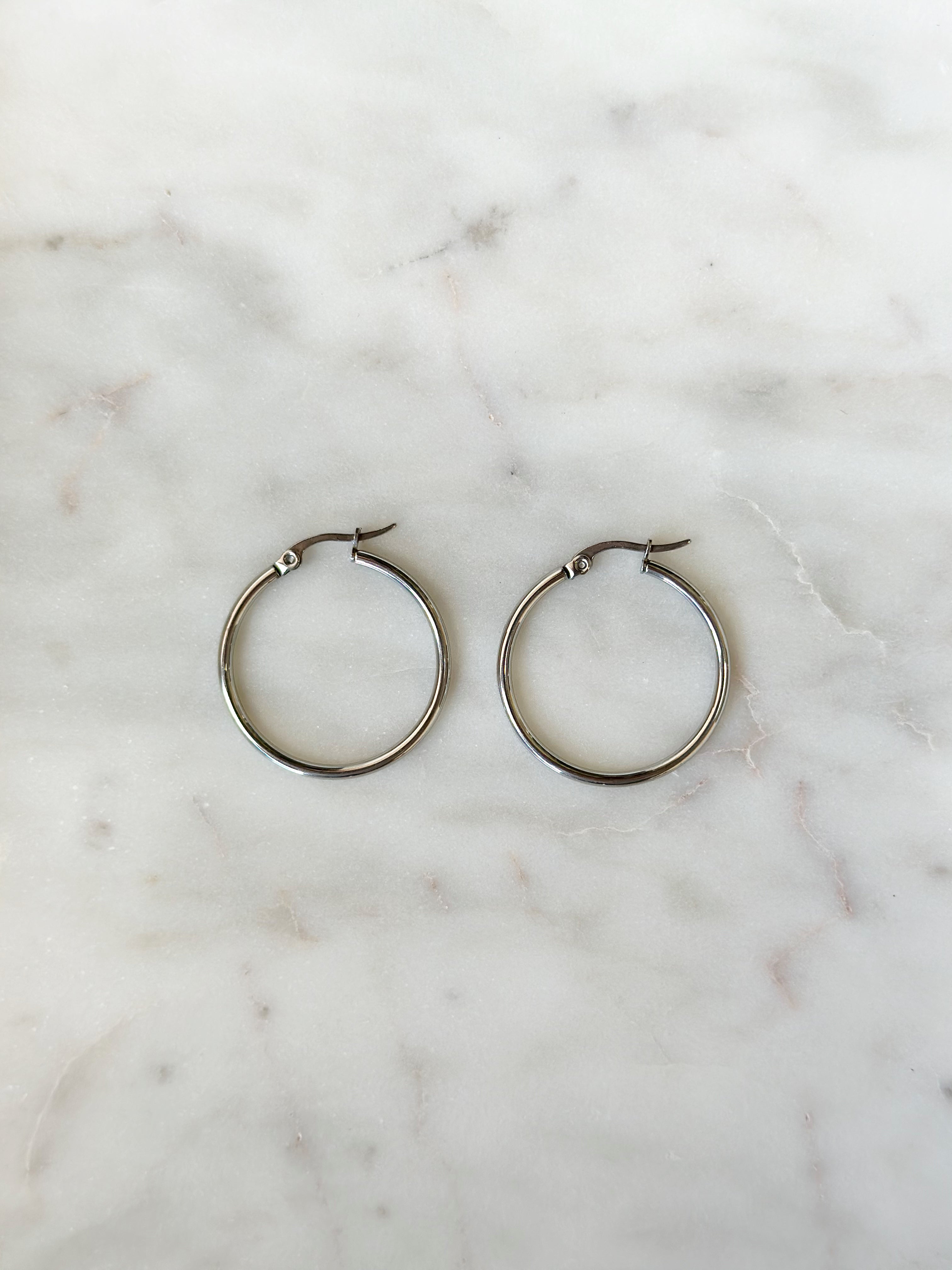 Hayley Hoop Earrings - Silver 30mm