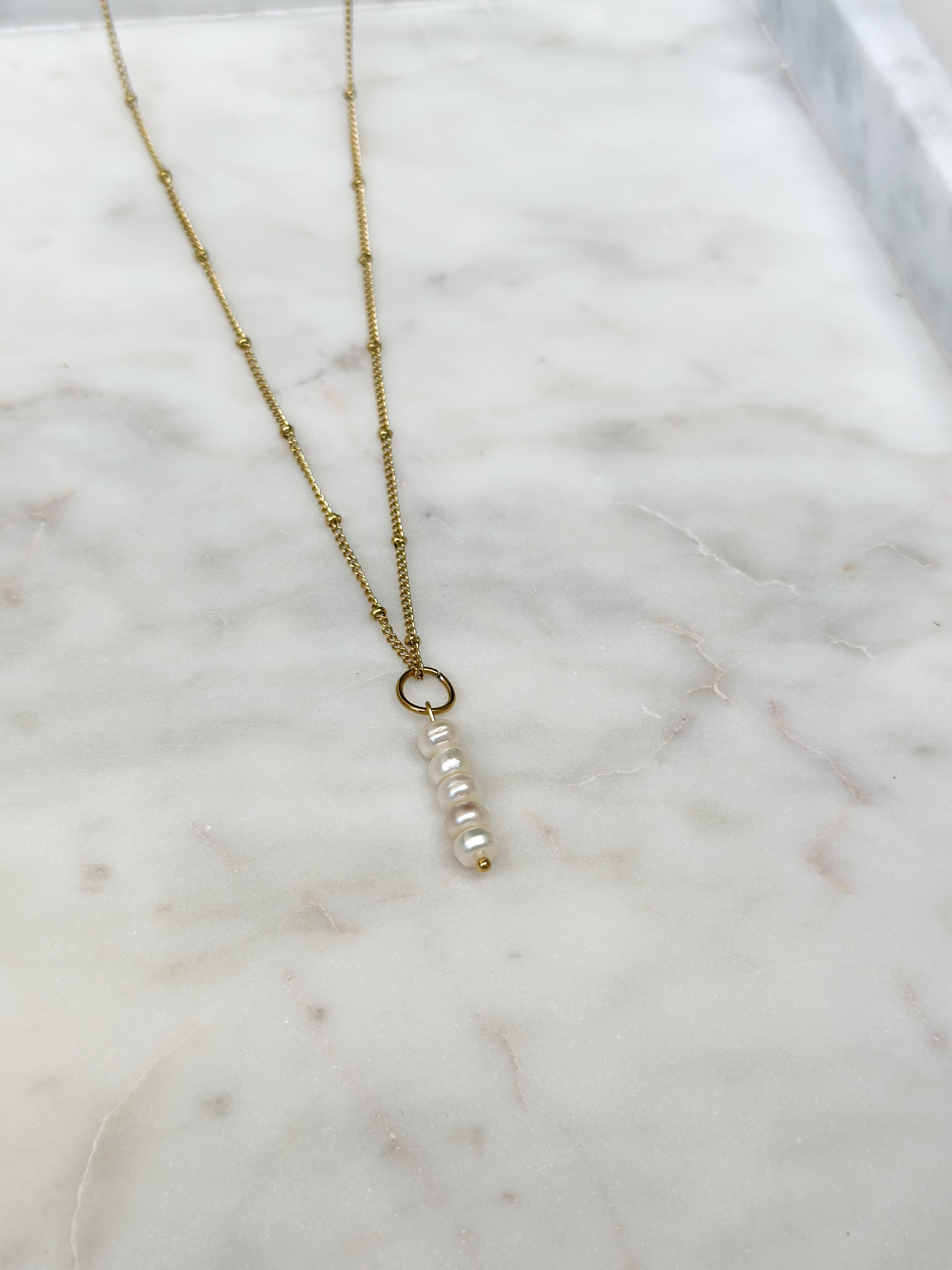 Stacked Pearl Pendant Necklace