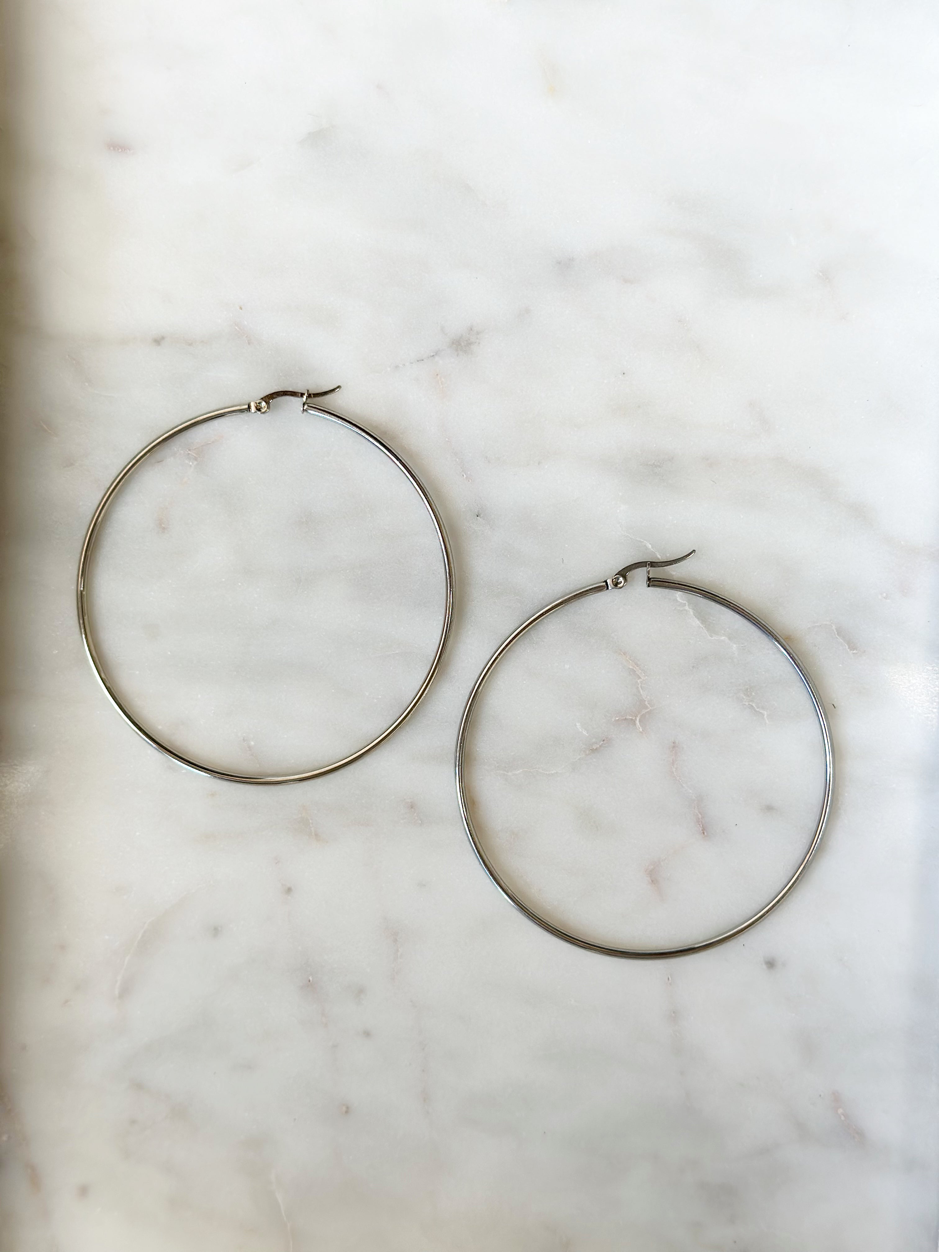 Hayley Hoop Earrings - Silver 70mm