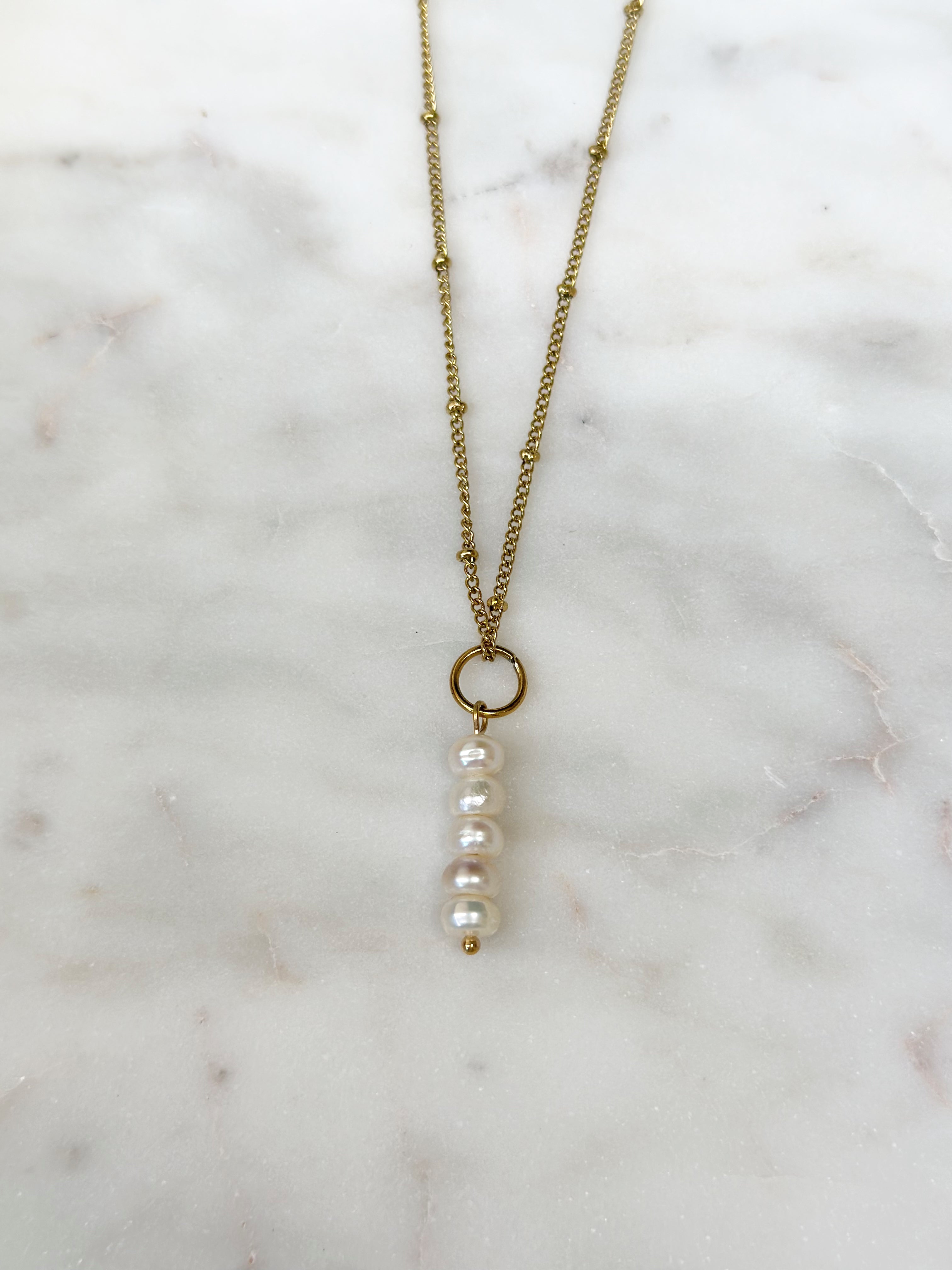 Stacked Pearl Pendant Necklace