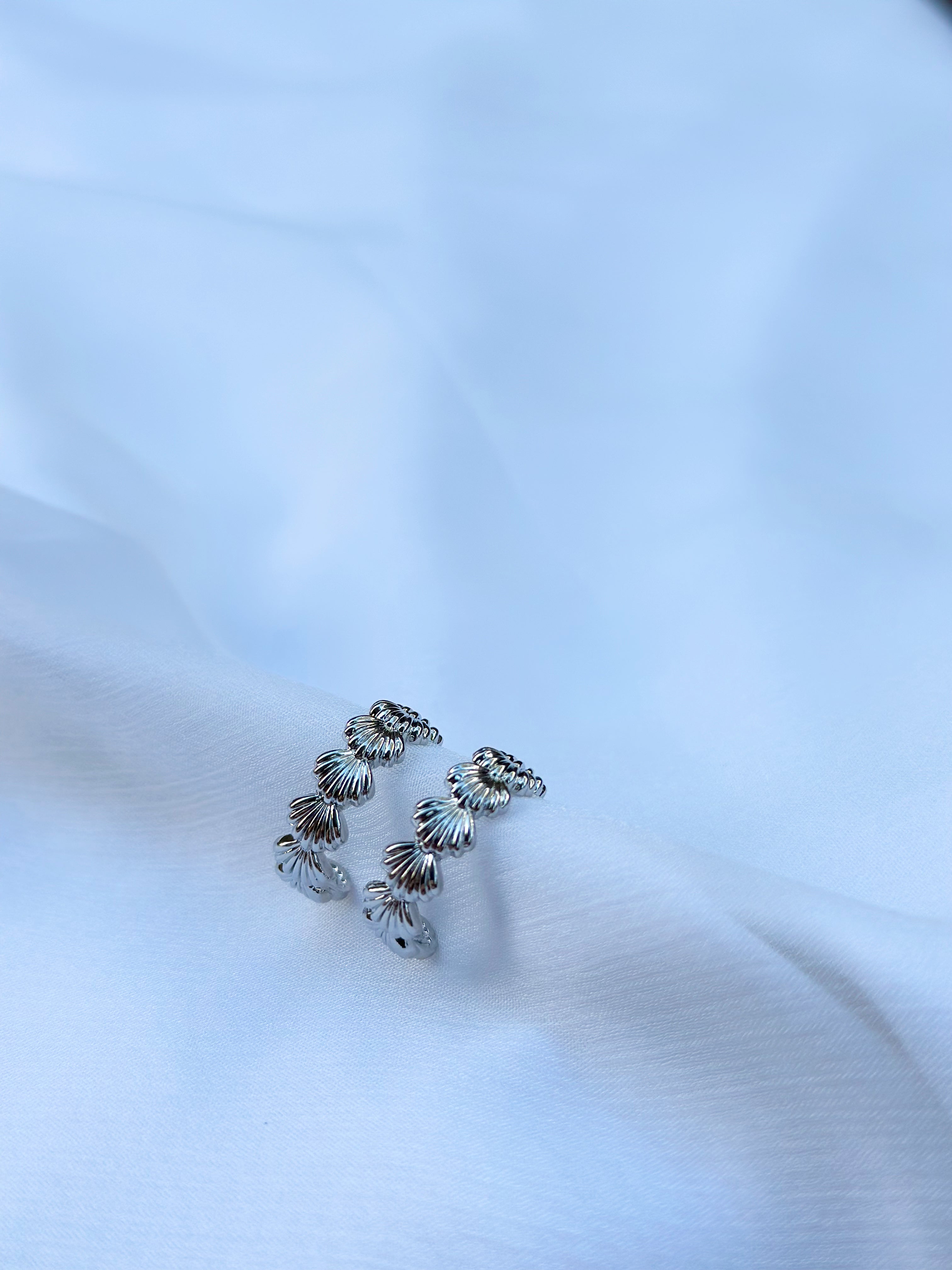 Seashell Hoops - Silver