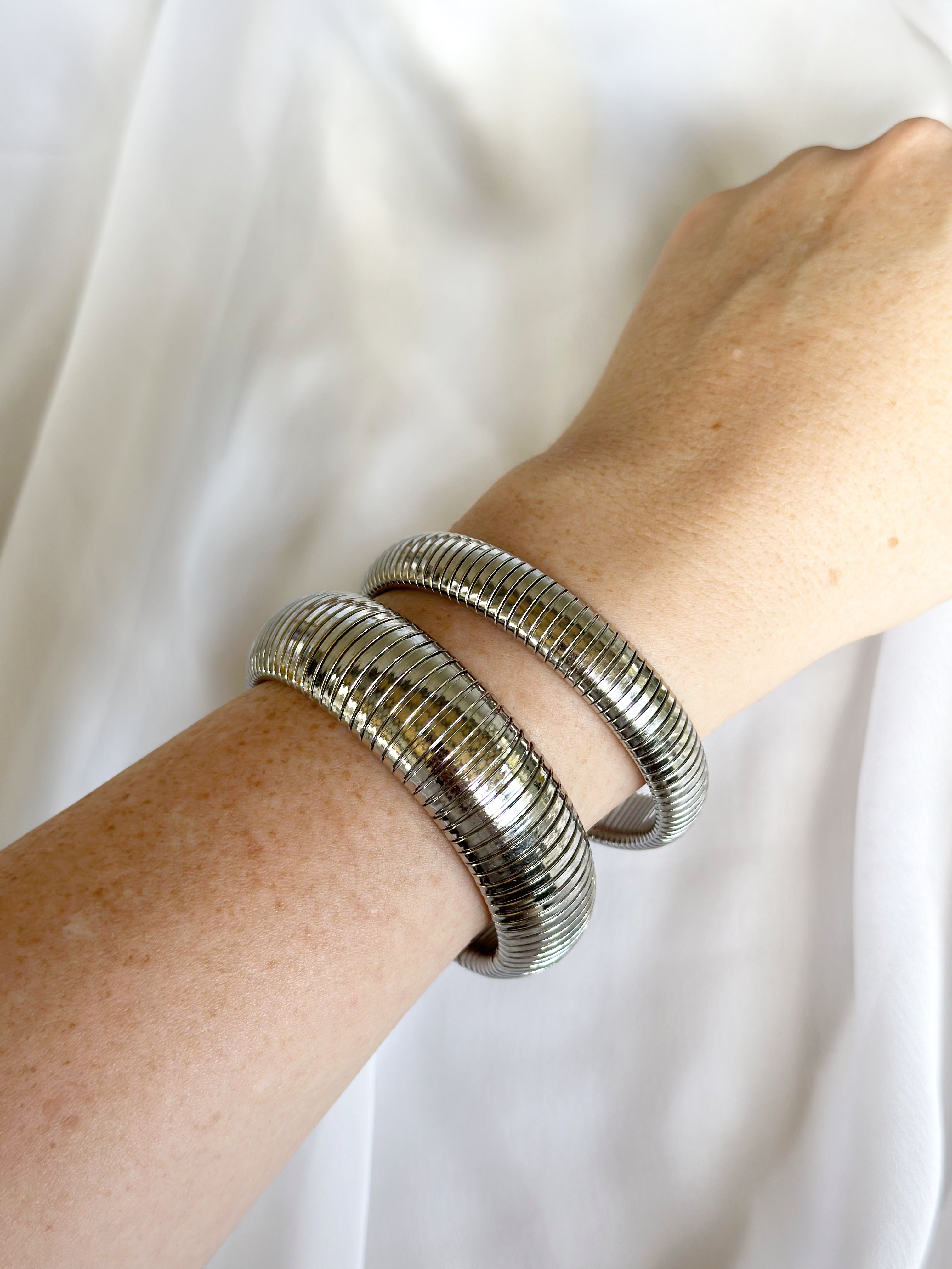 Hadley Stretch Bangle - Silver 12mm