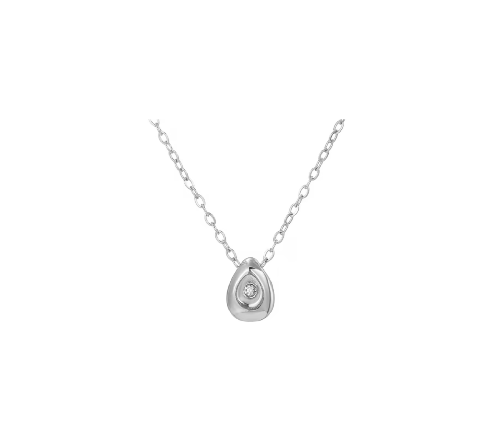 Micro Teardrop Necklace - Silver