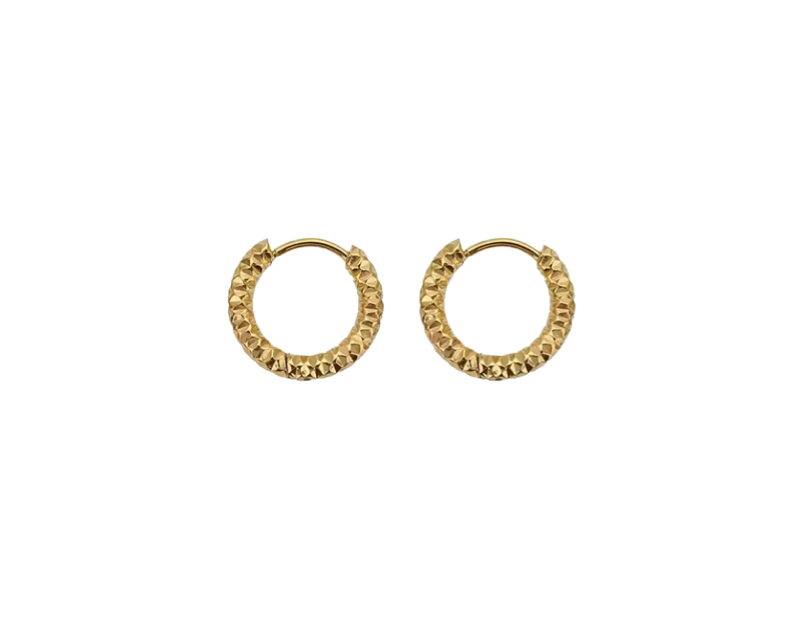 Diamond Cut Hoops - Gold - 10mm