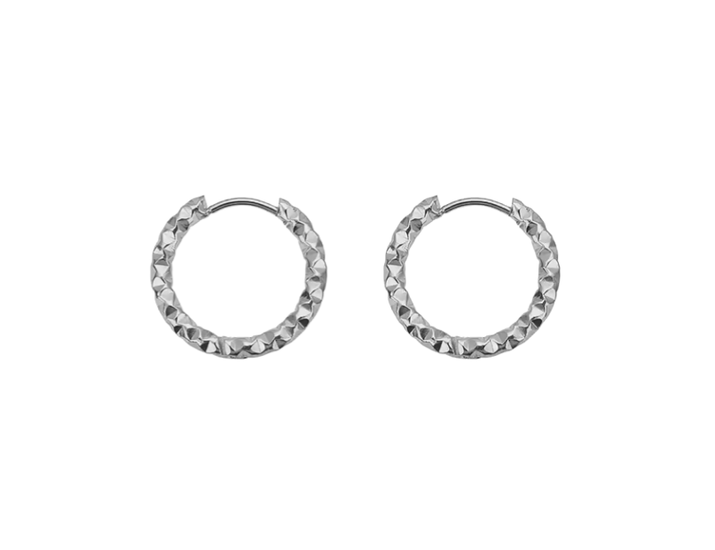Diamond Cut Hoops - Silver - 14mm