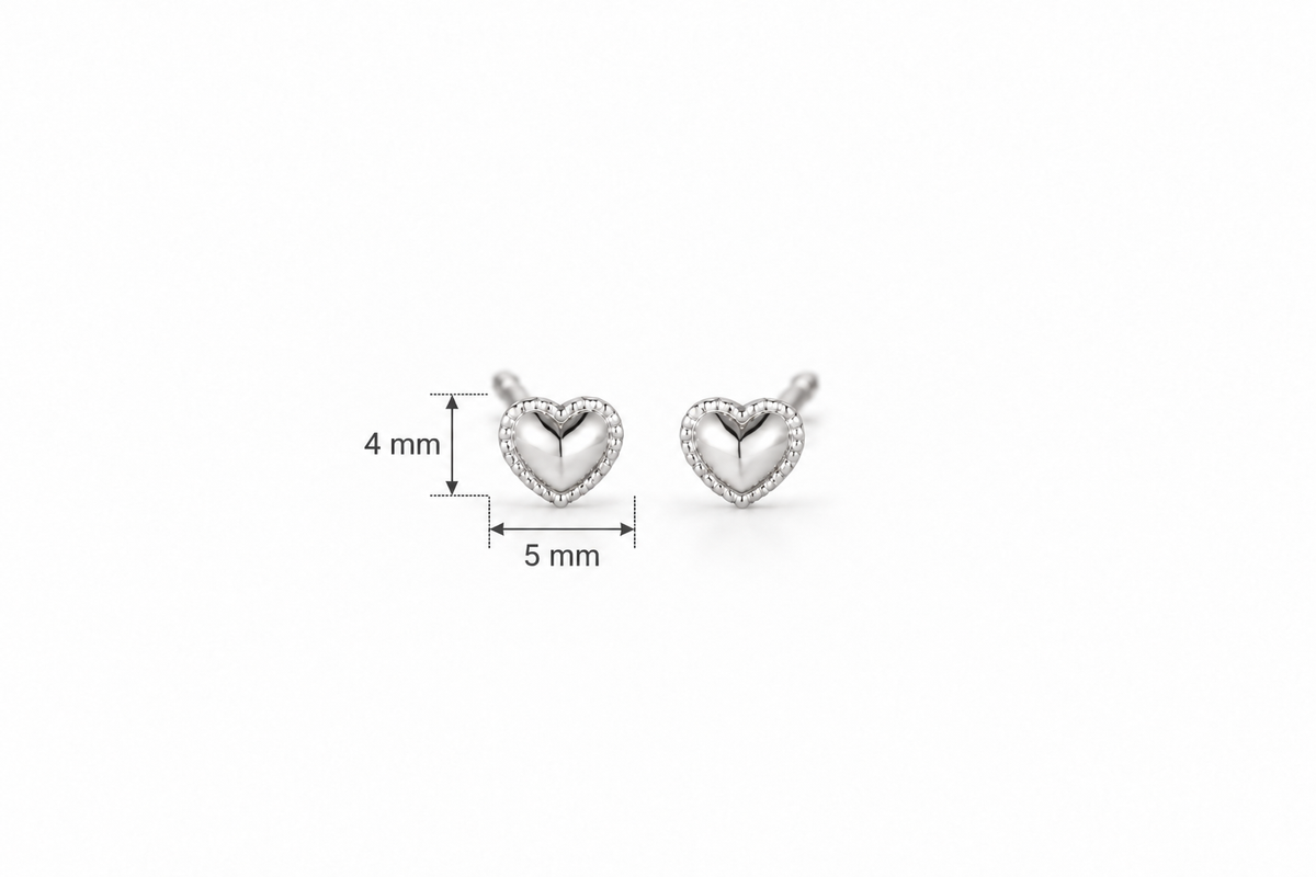 Audrey Heart Studs - Silver