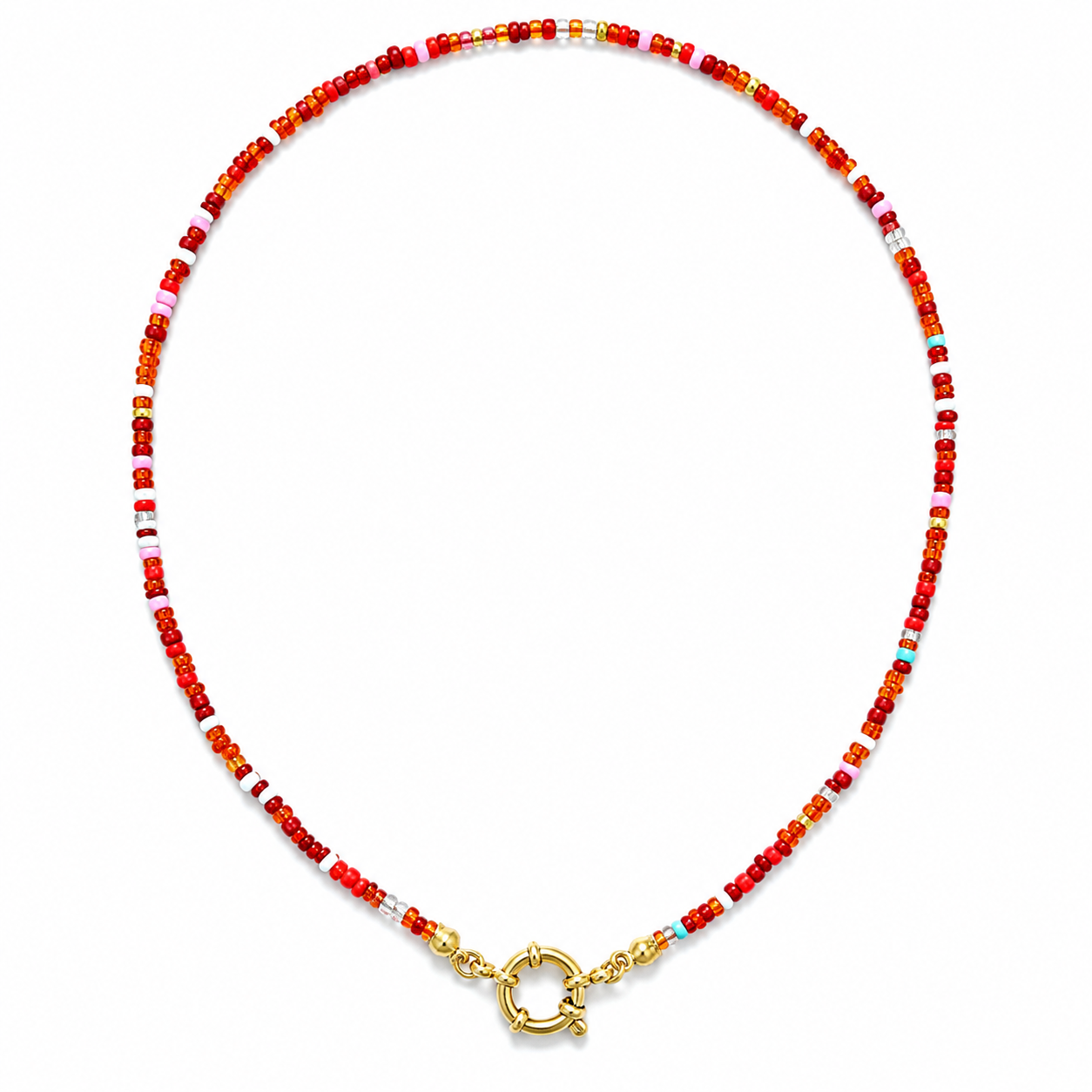 Beaded Necklace - Red