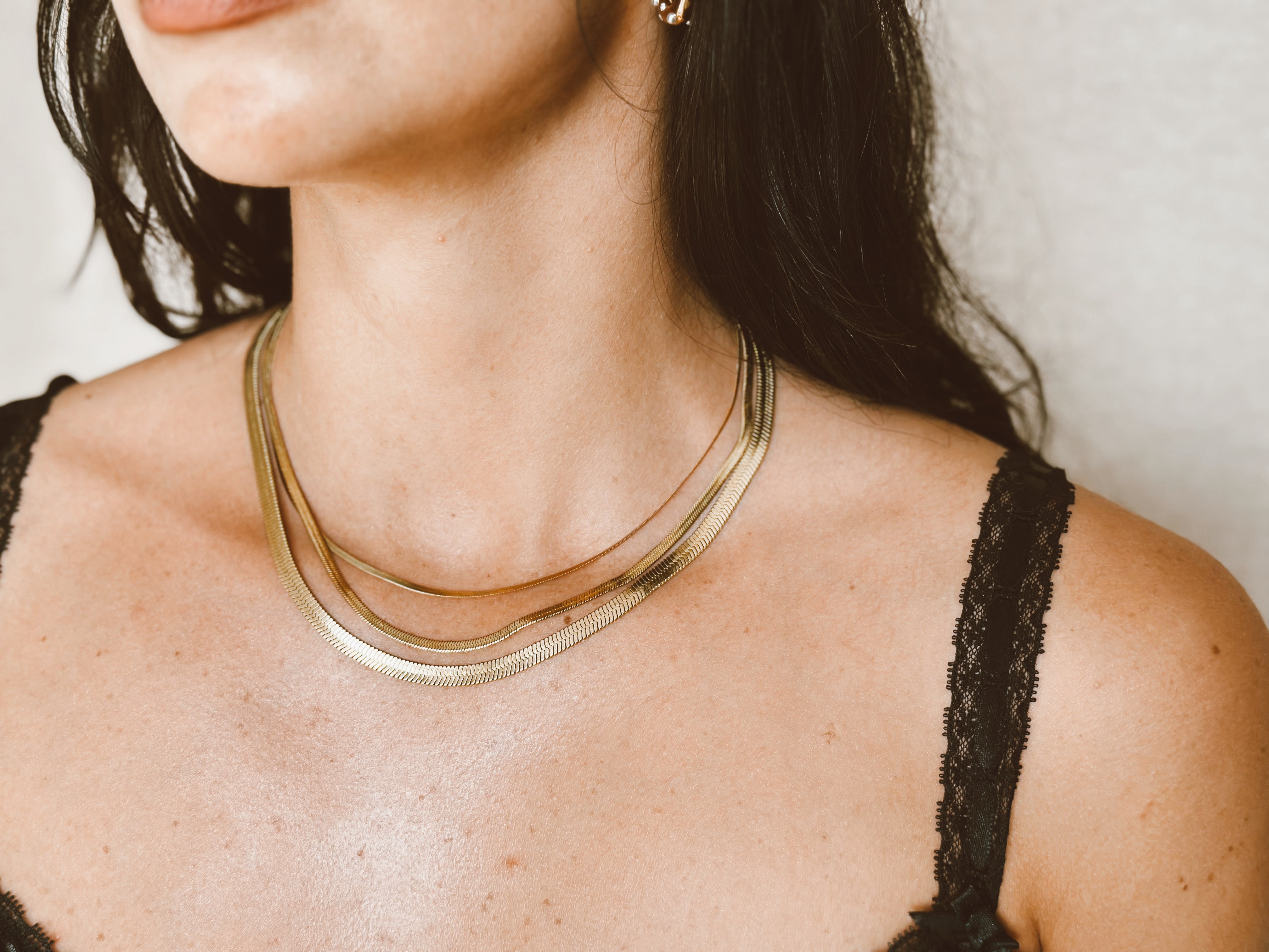 Herringbone Necklace - 2mm Gold