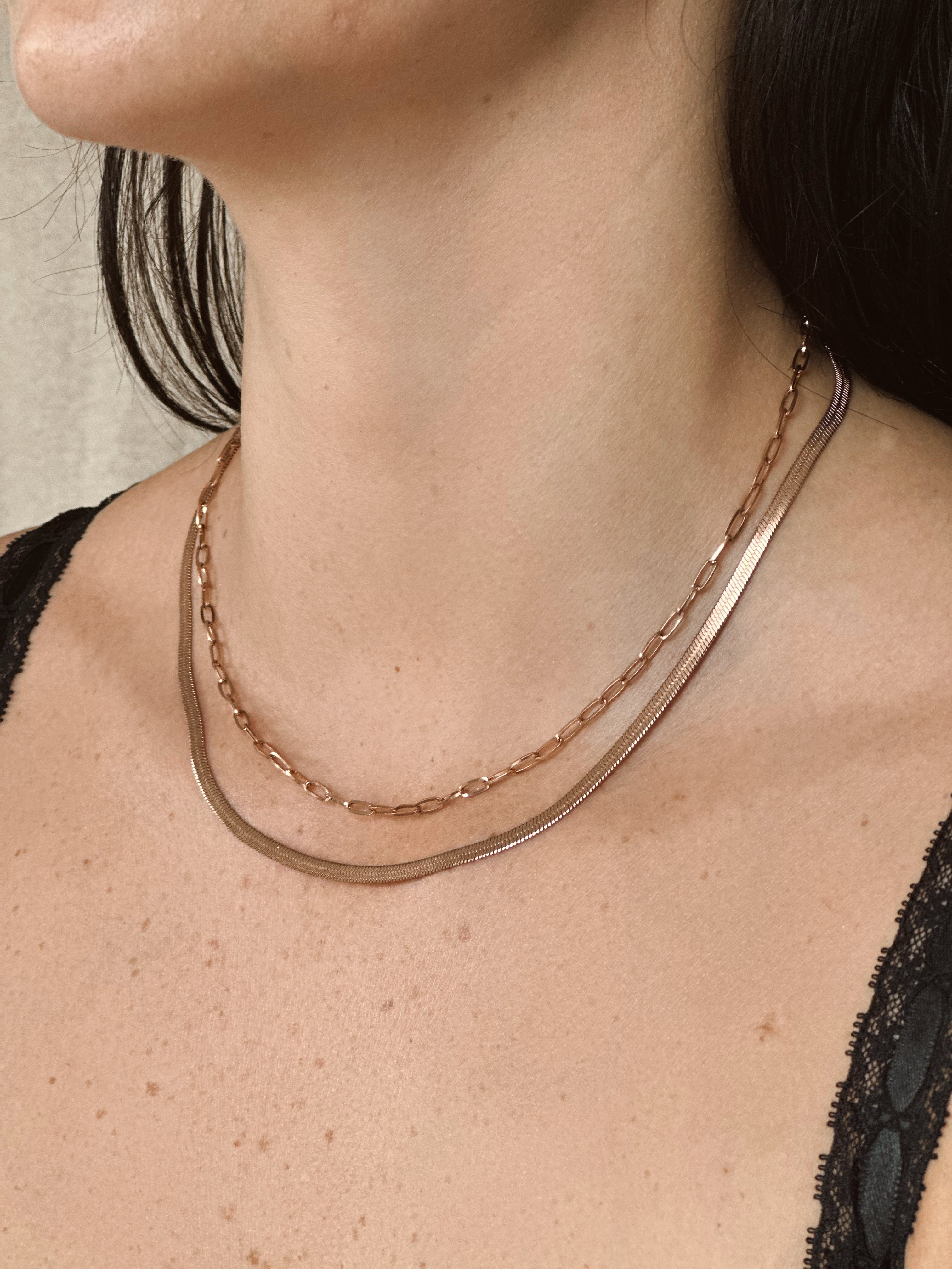 Dainty Paperclip Necklace - Rose Gold