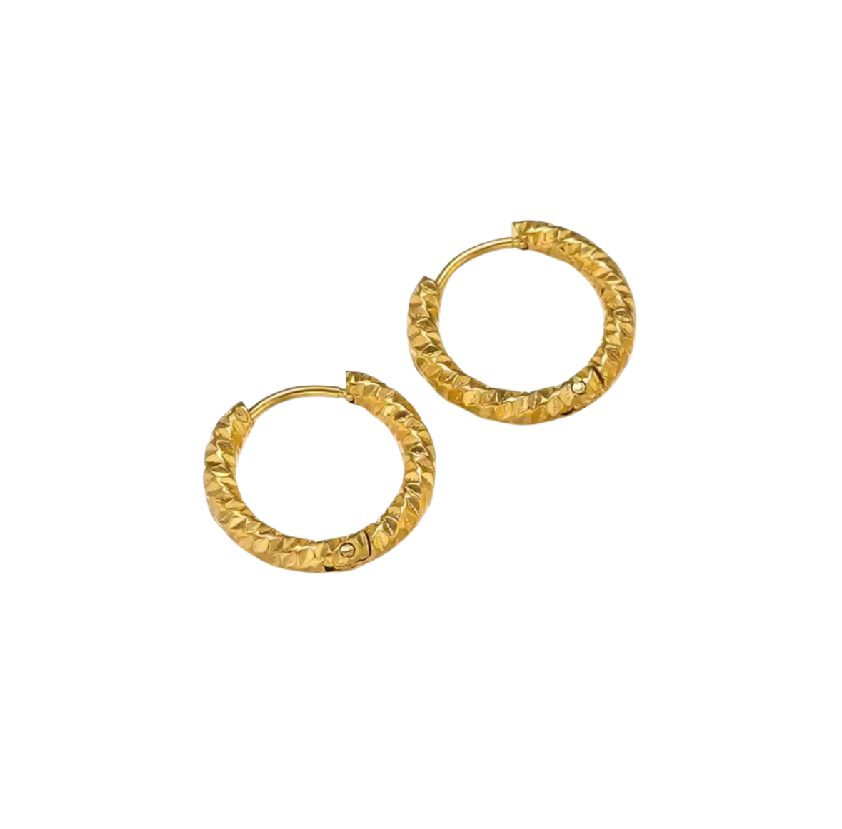 Diamond Cut Mini Hoops - Gold