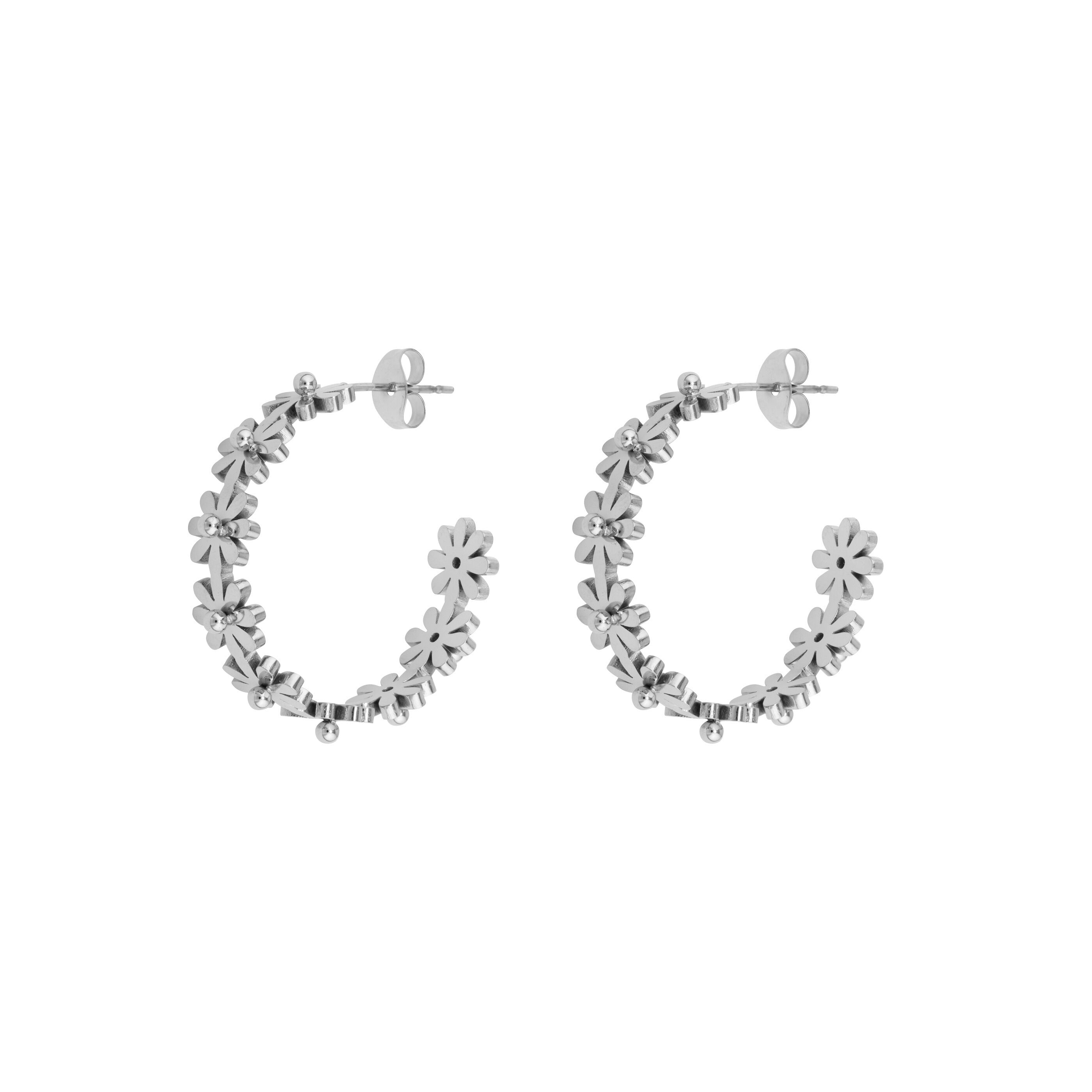 Daisy Chain Hoops - Silver