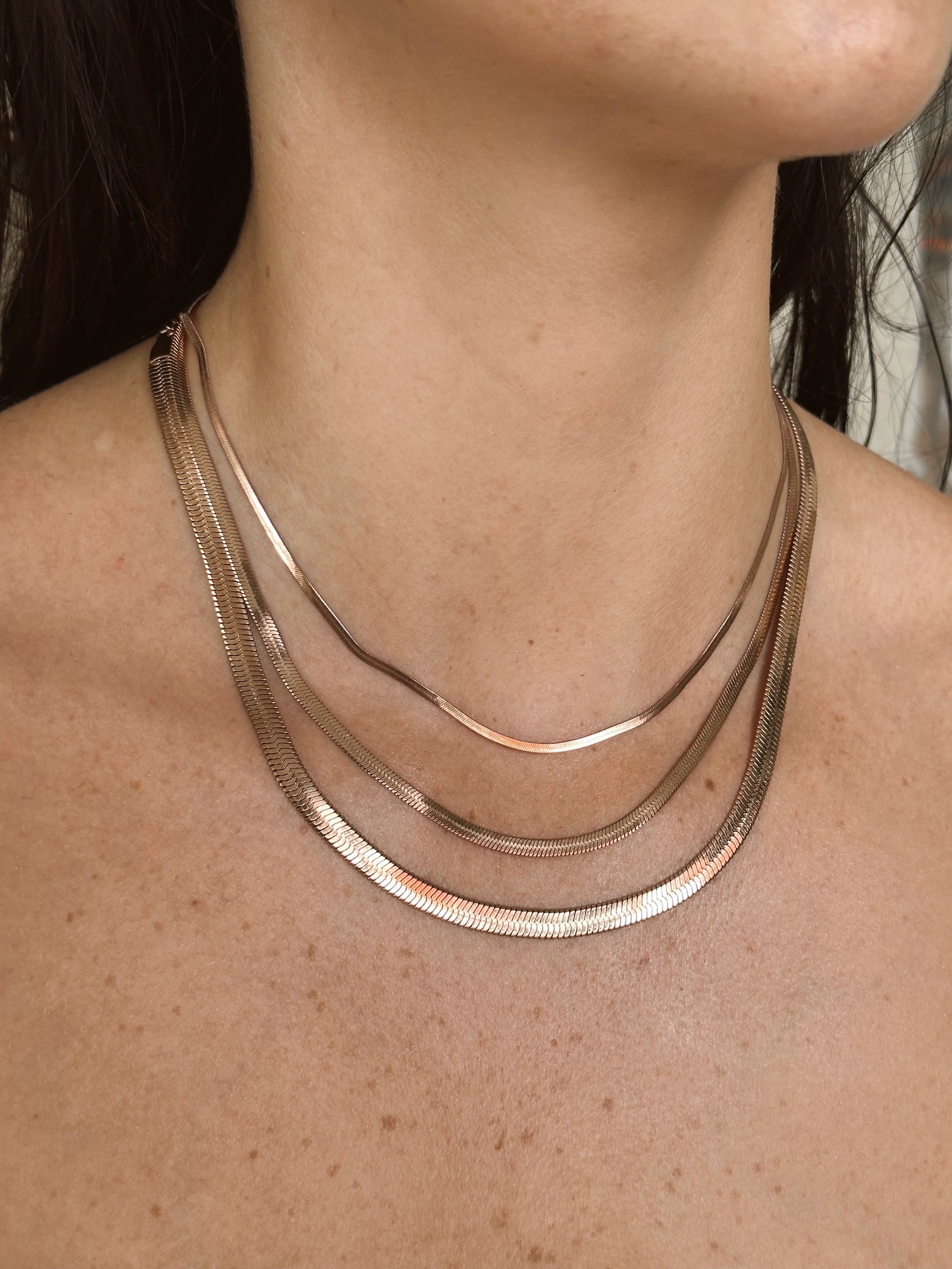 Herringbone Necklace - 2mm Rose Gold