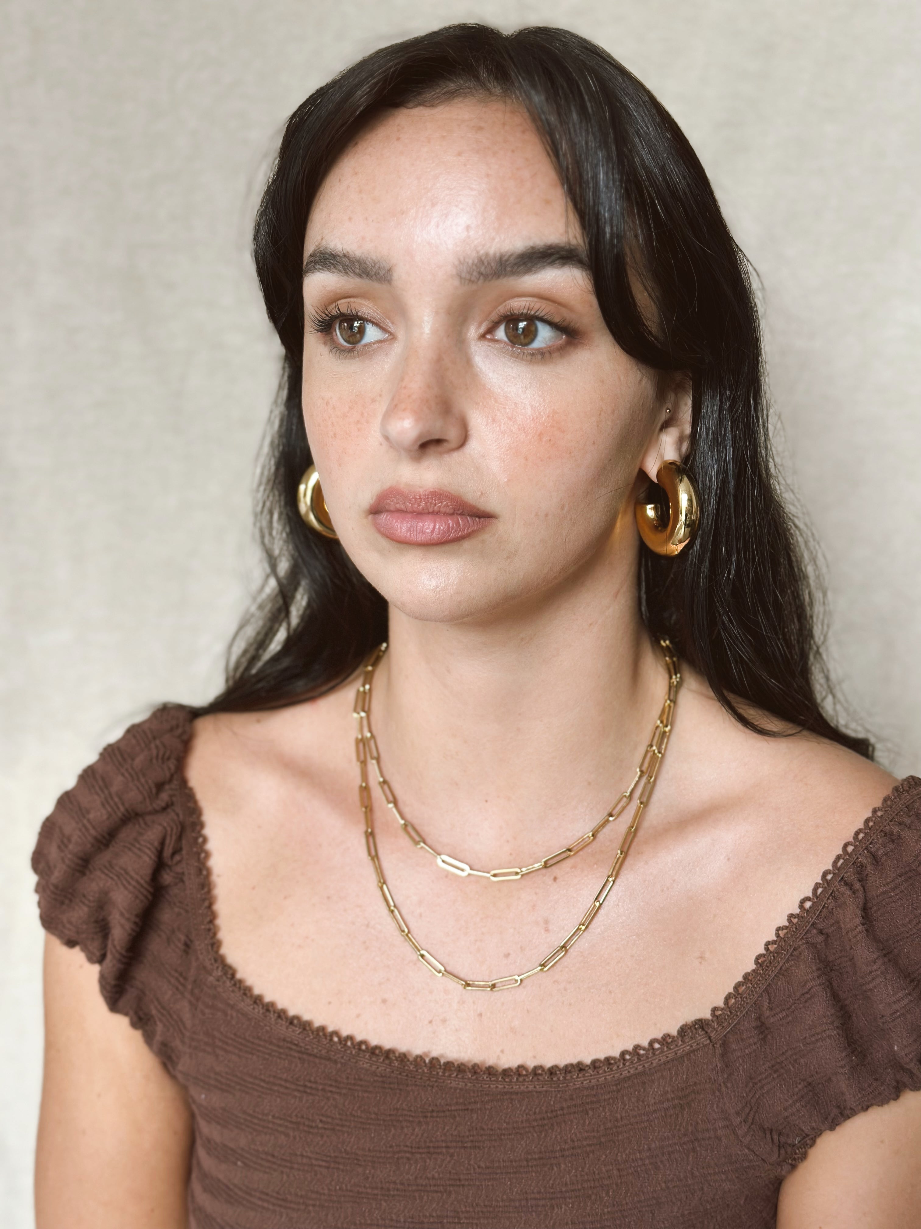 Puff Hoop Earrings - Gold 40mm