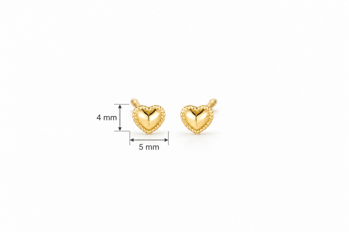 Audrey Heart Studs - Gold