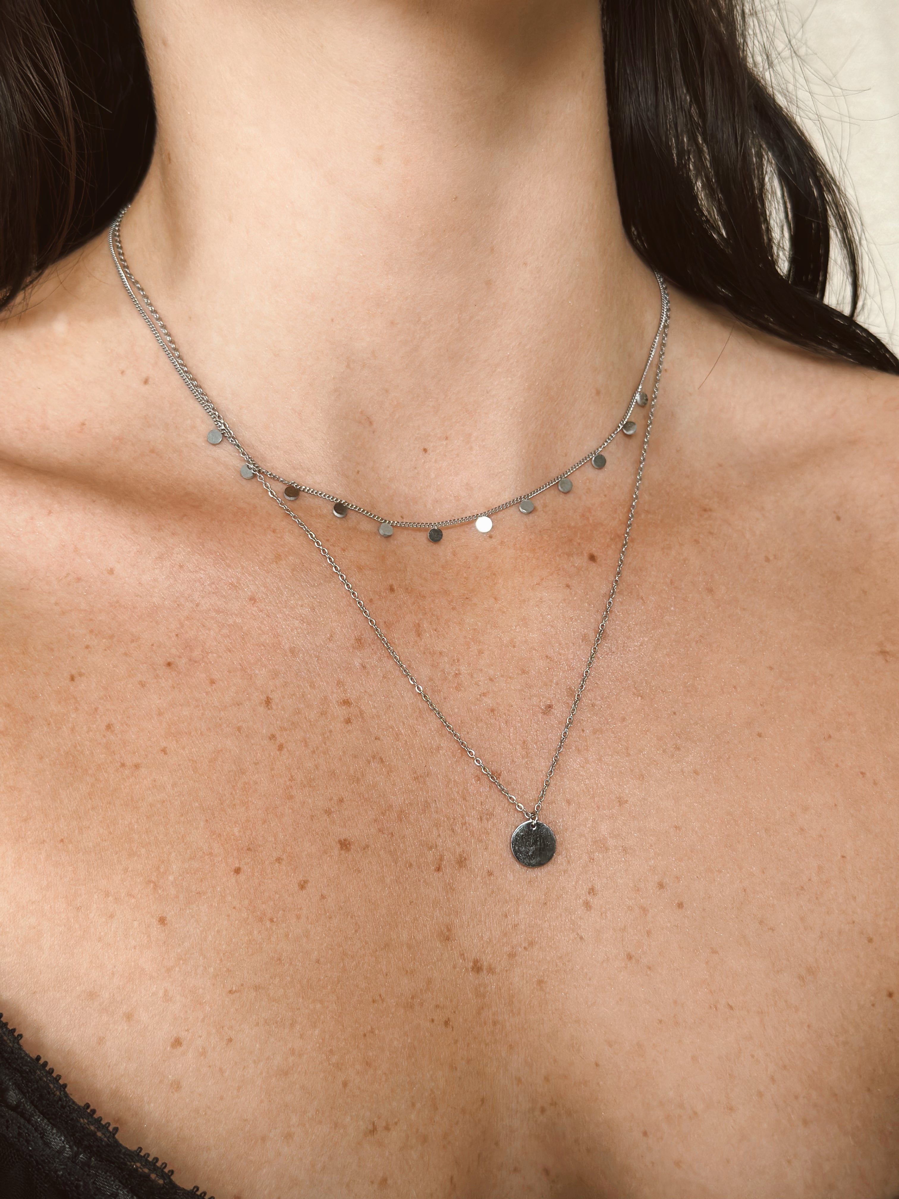 Disc Pendant Necklace - Silver