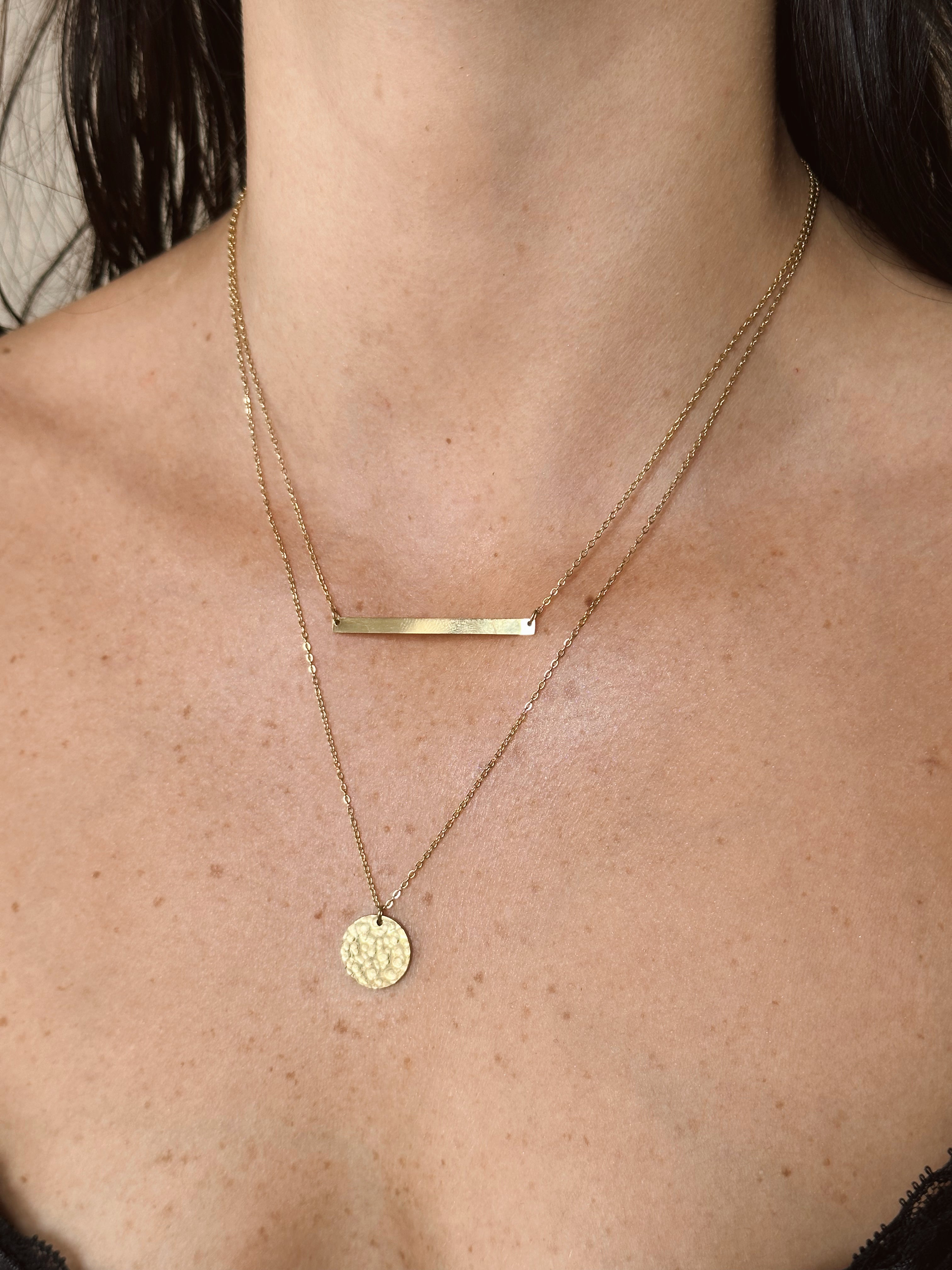 Clara Hammered Disc Necklace - Gold