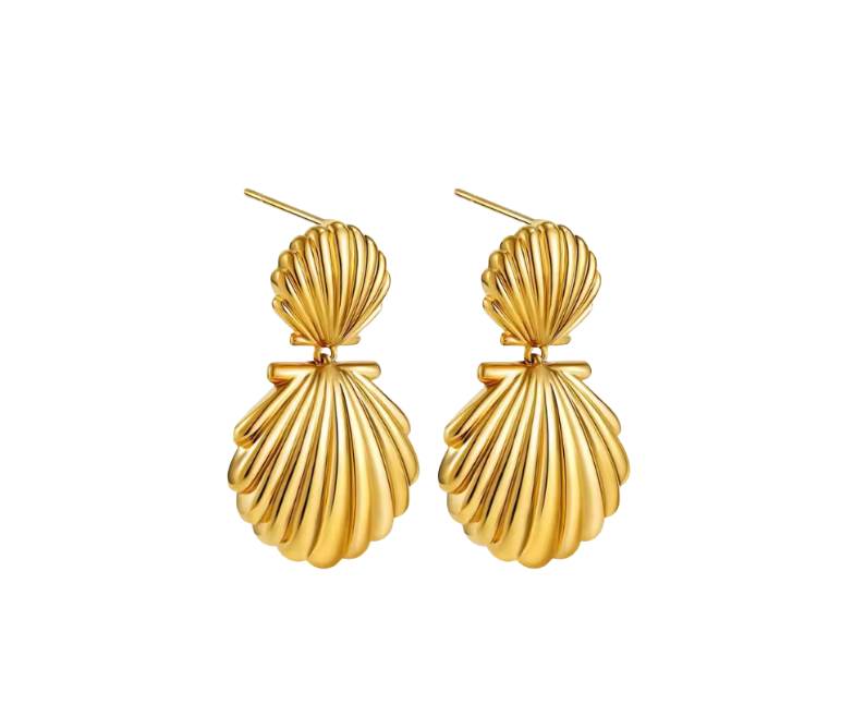 Double Seashell Drop Earrings