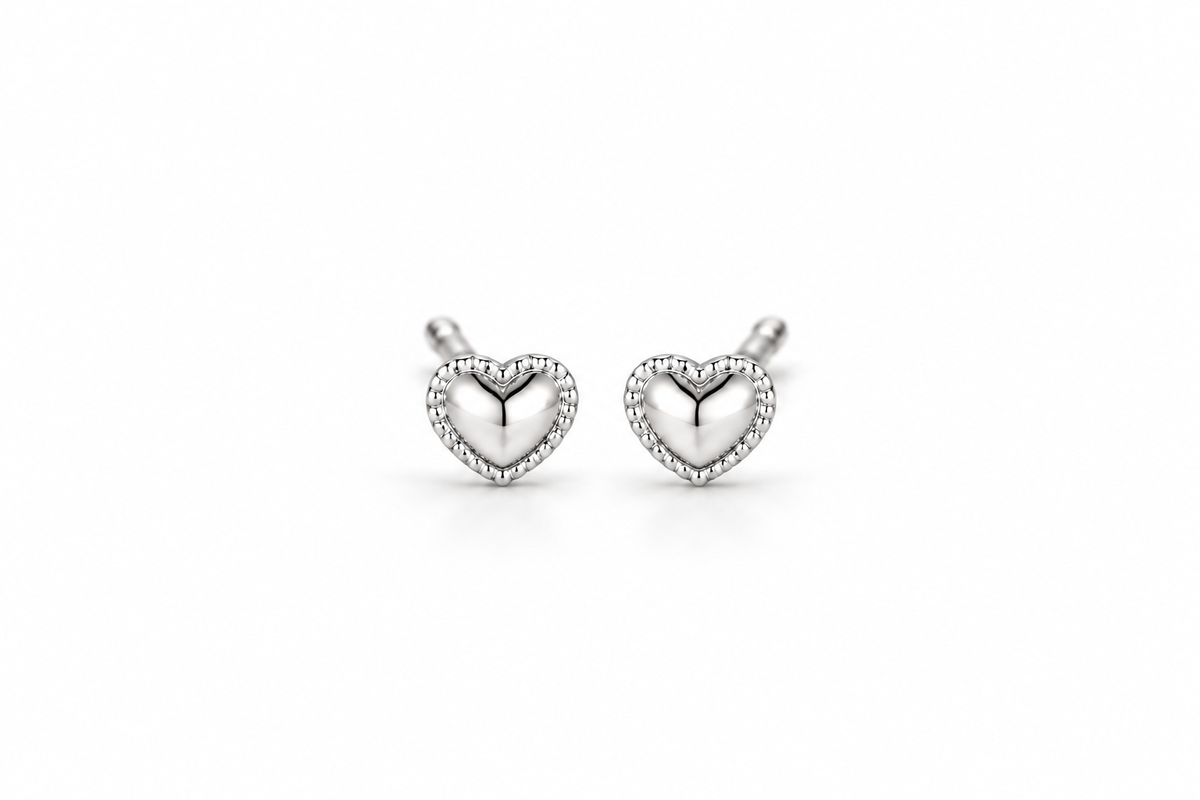 Audrey Heart Studs - Silver