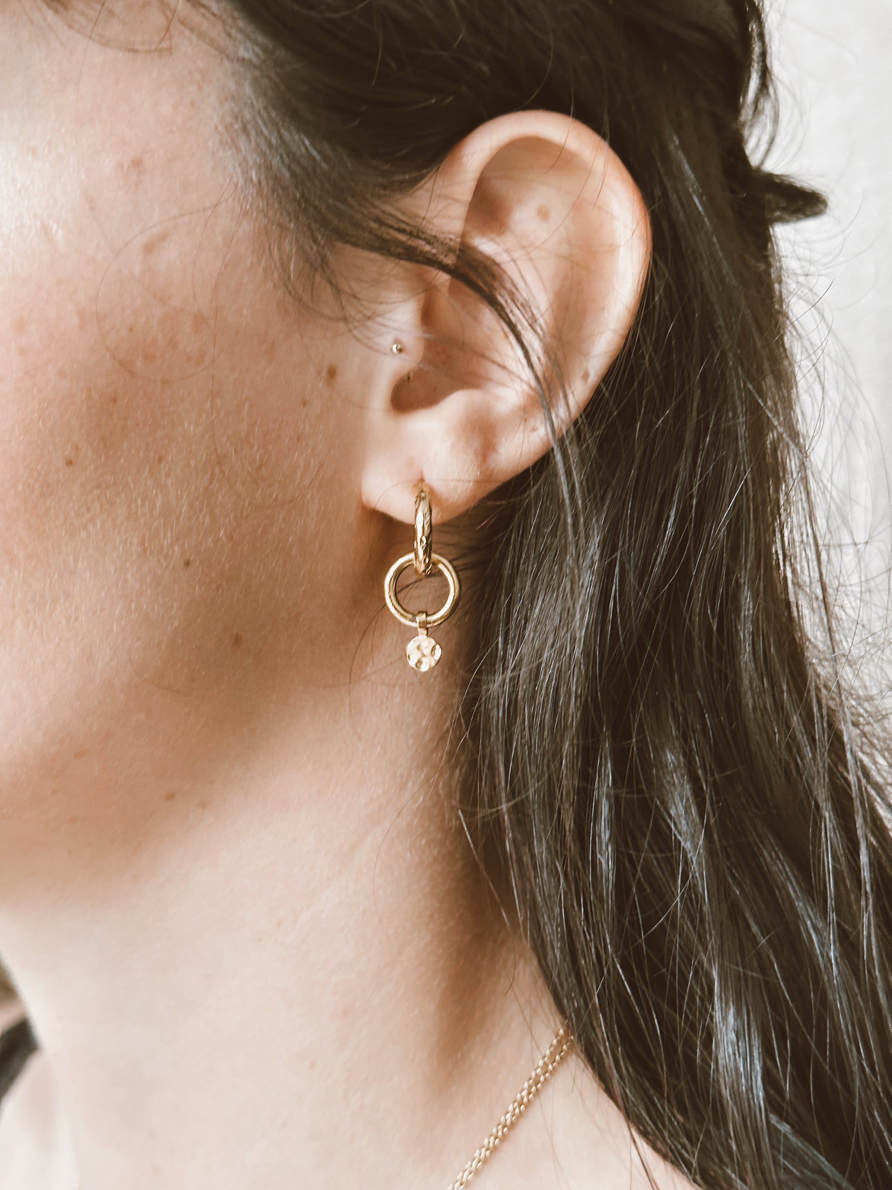 Clara Hammered Mini Hoops