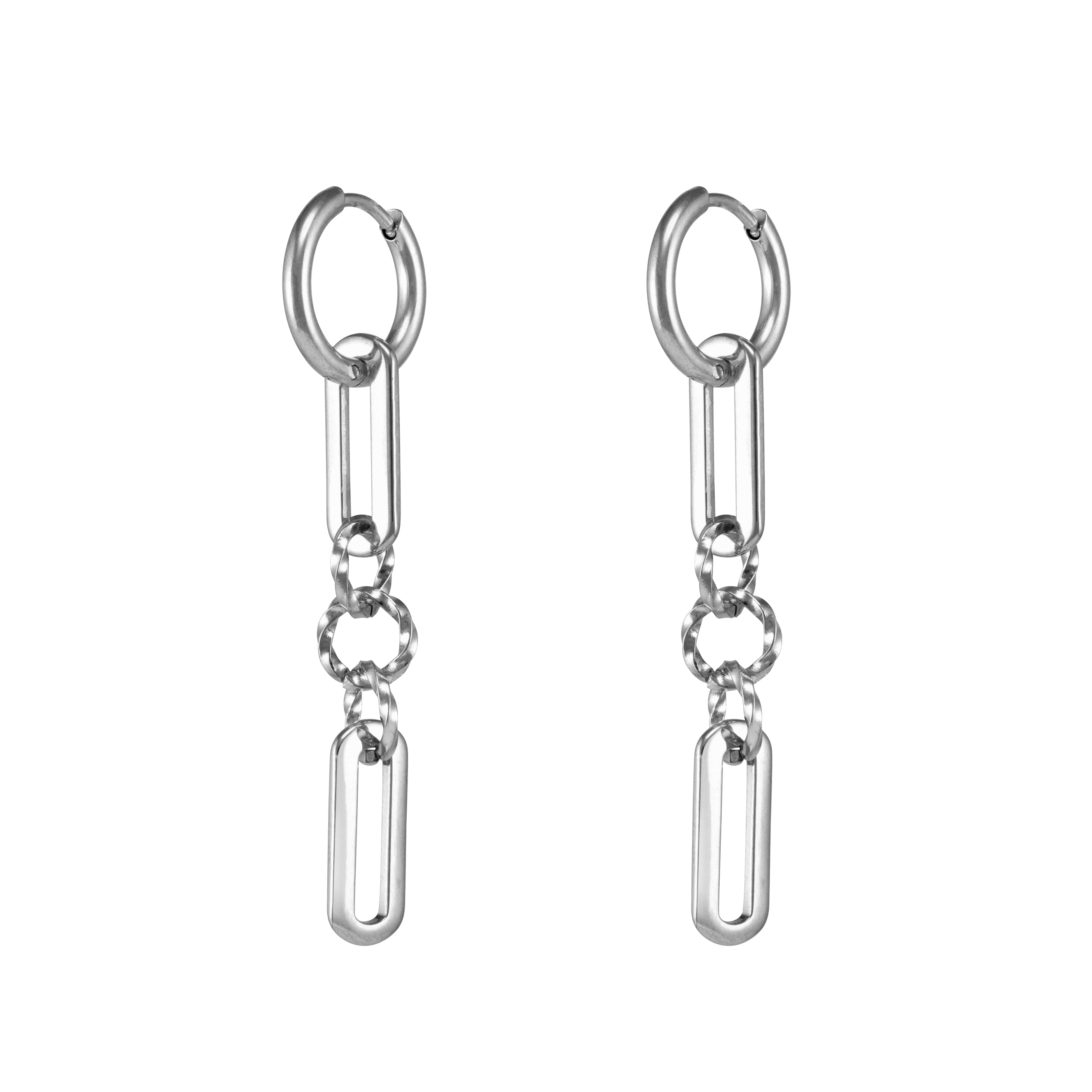 Drop Chain Earrings - Silver