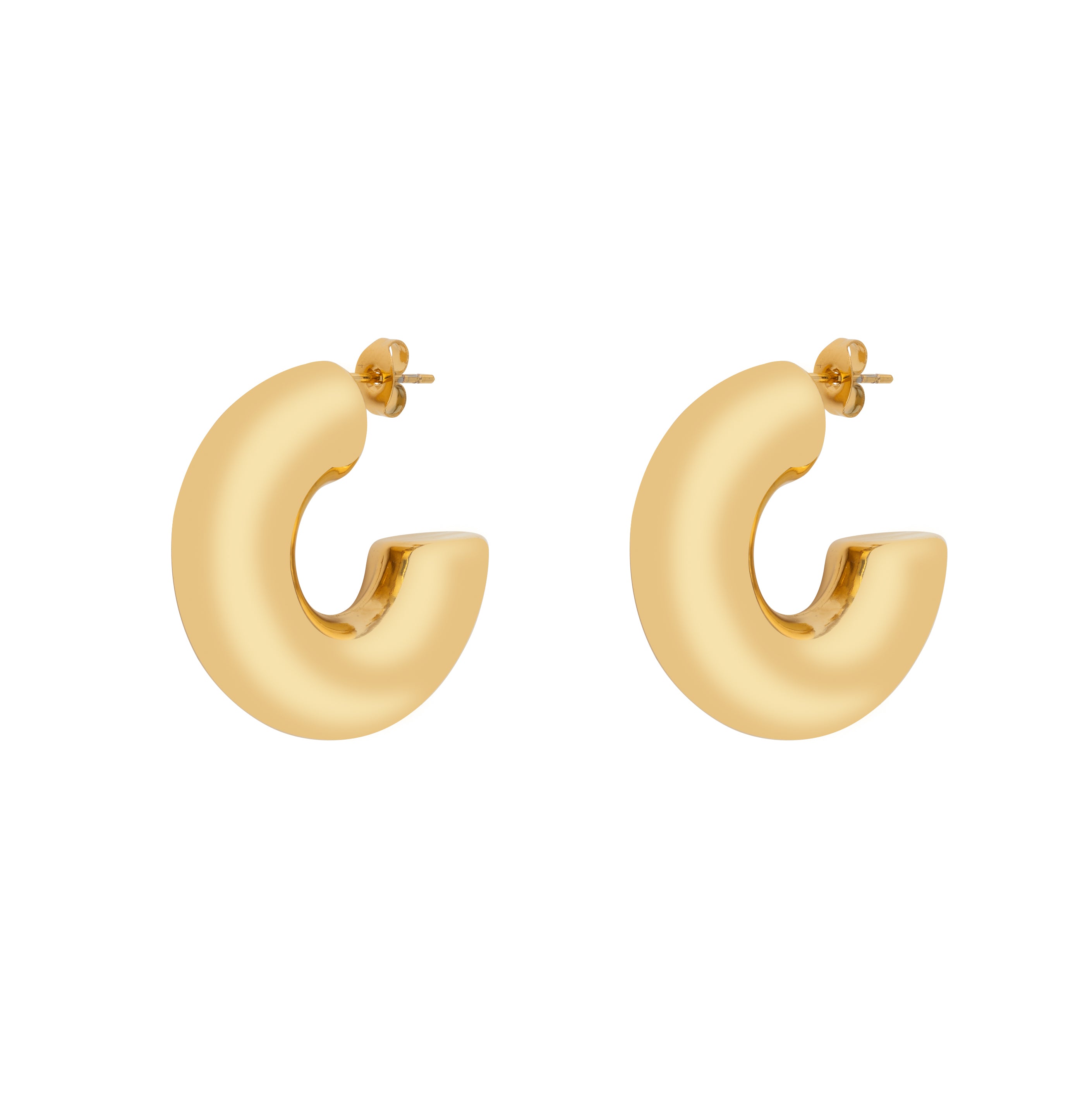 Puff Hoop Earrings - Gold 30mm