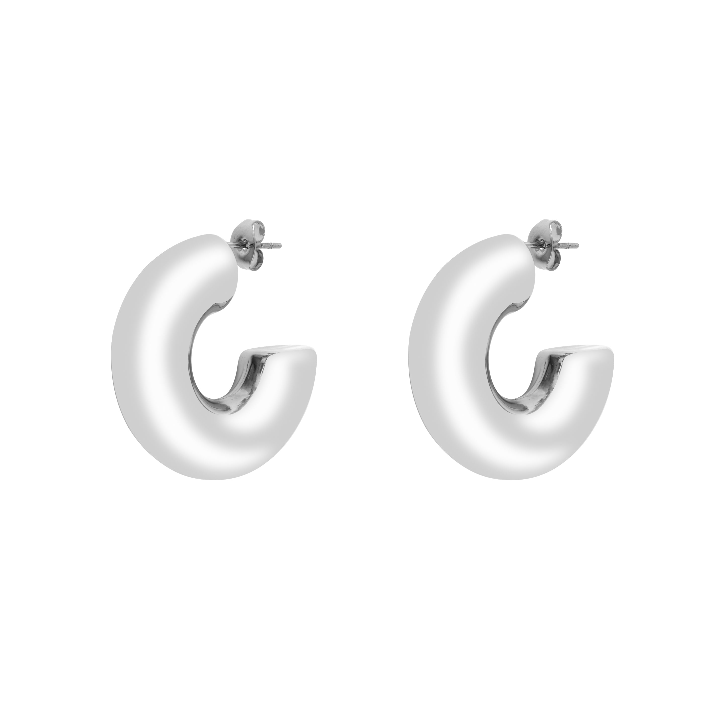 Puff Hoop Earrings - Silver 30mm