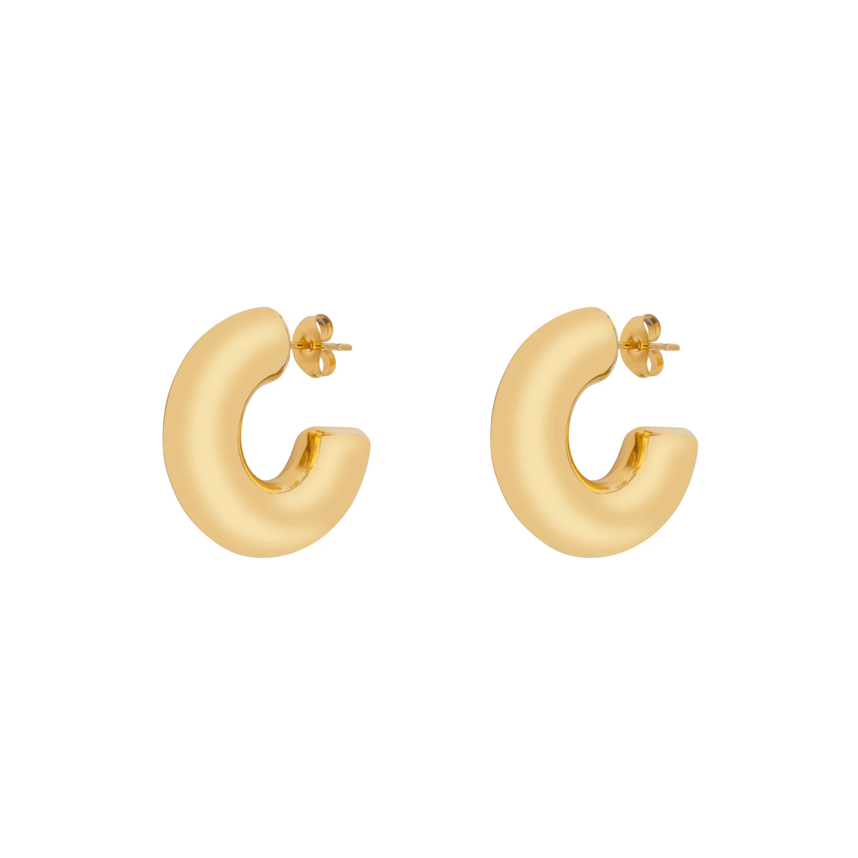 Puff Hoop Earrings - Gold 25mm