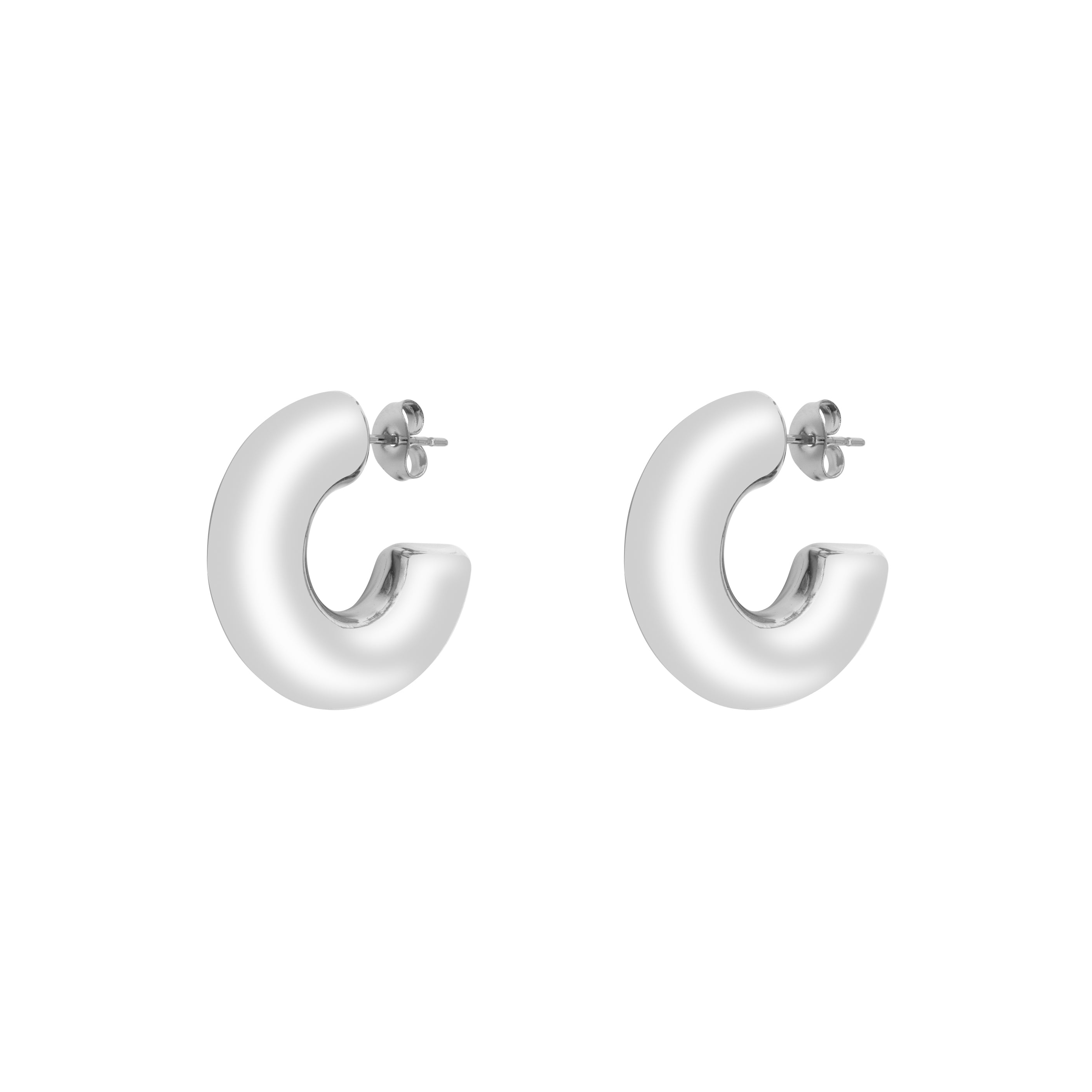 Puff Hoop Earrings - Silver 25mm