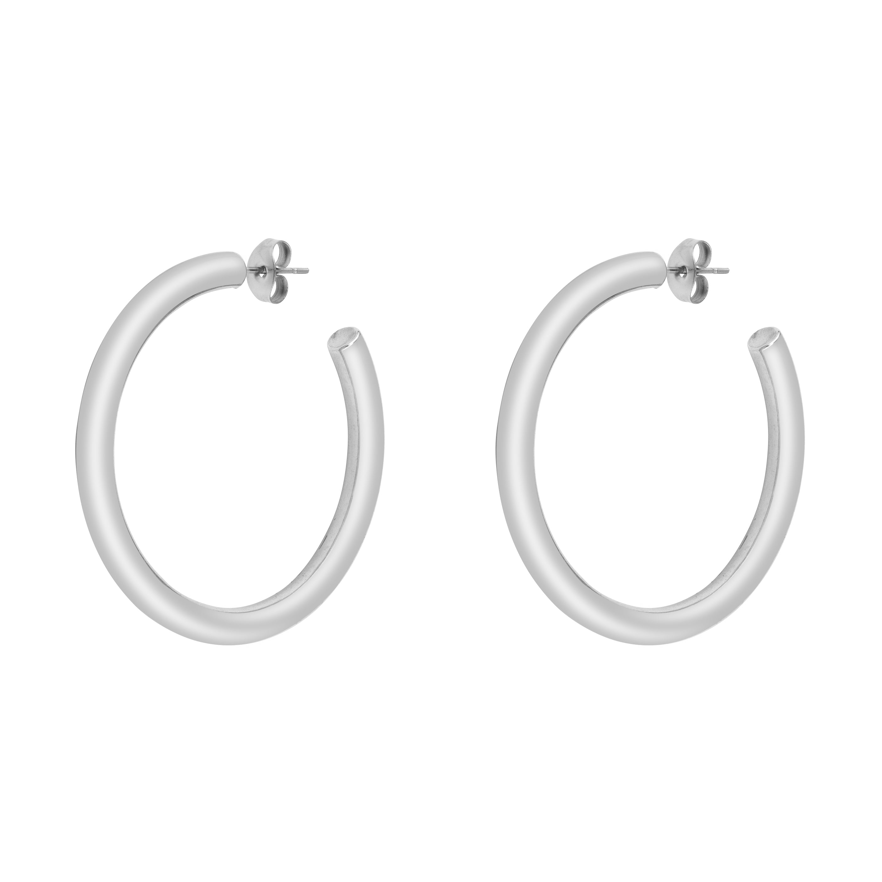 Rita Hoop Earrings - Silver 40mm