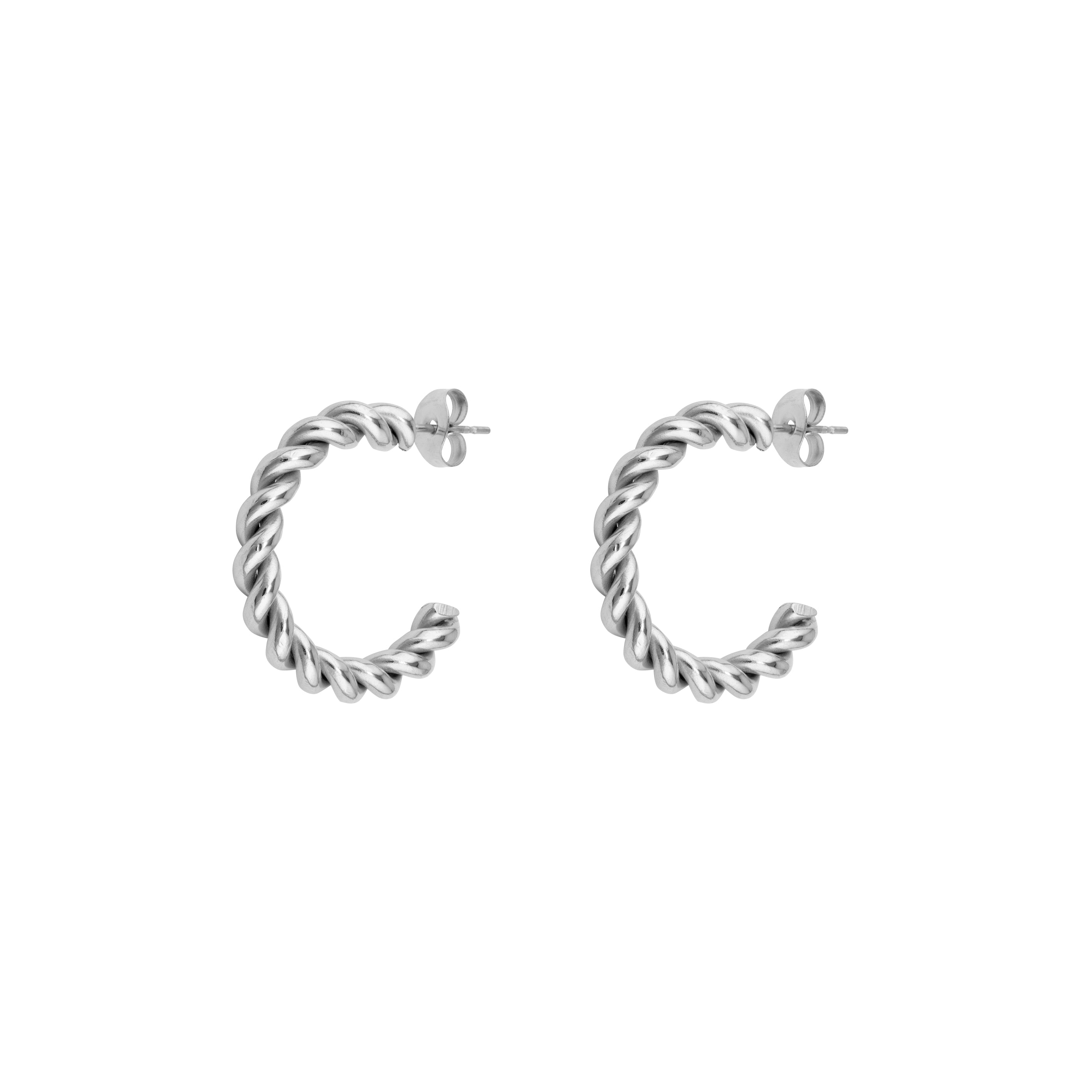 Twist Hoop Earrings - Silver 25mm