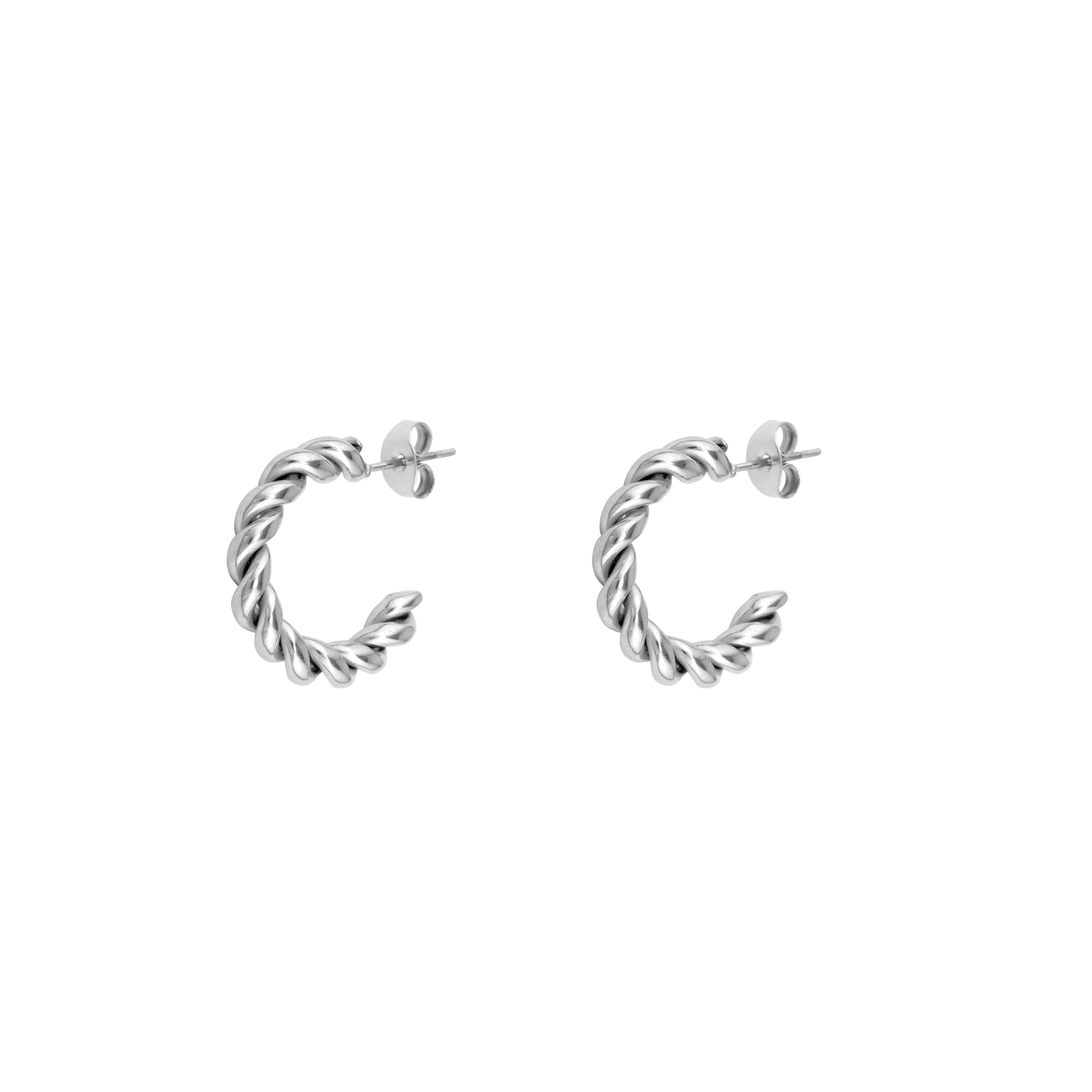 Twist Hoop Earrings - Silver 20mm