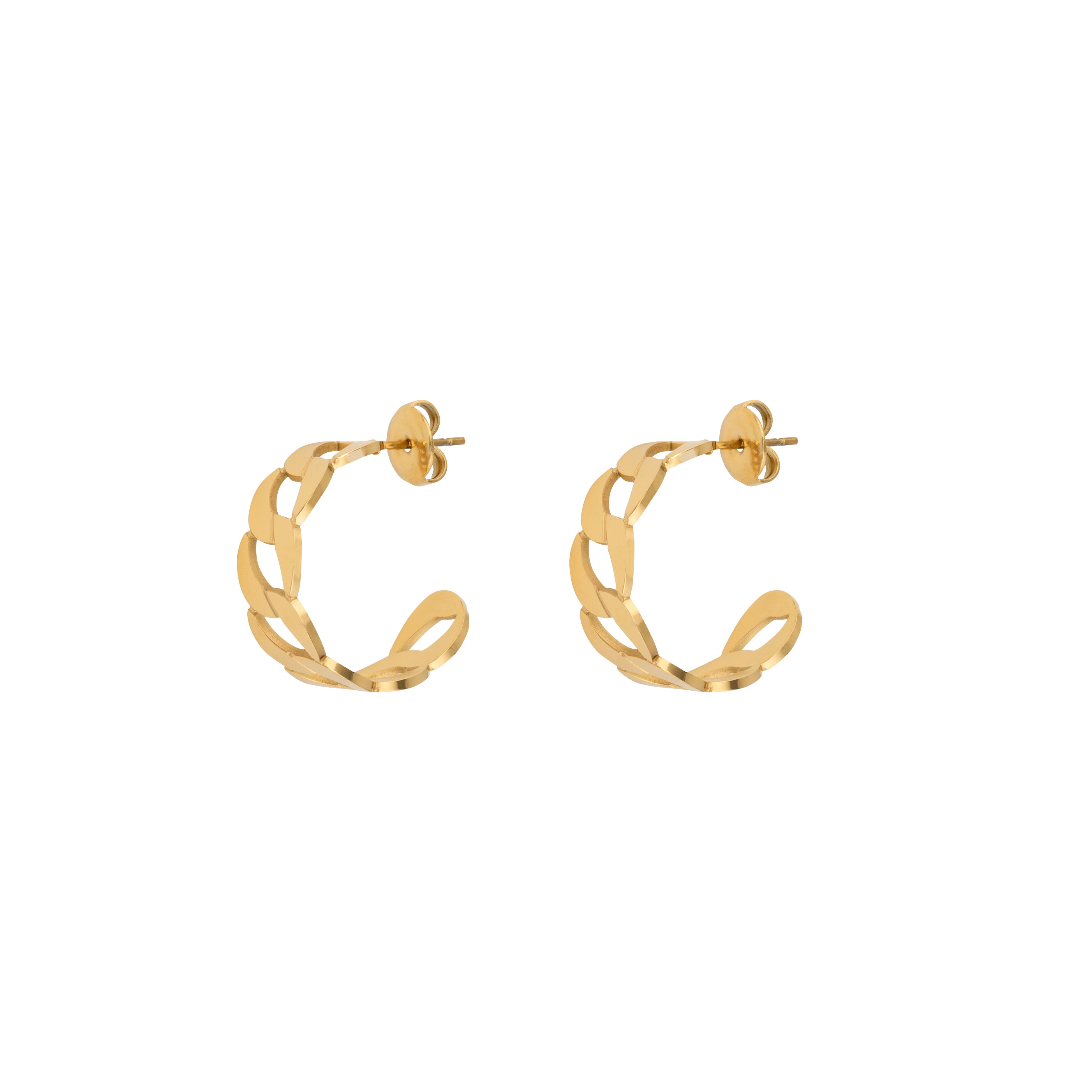 Chain Hoop Earrings - Gold