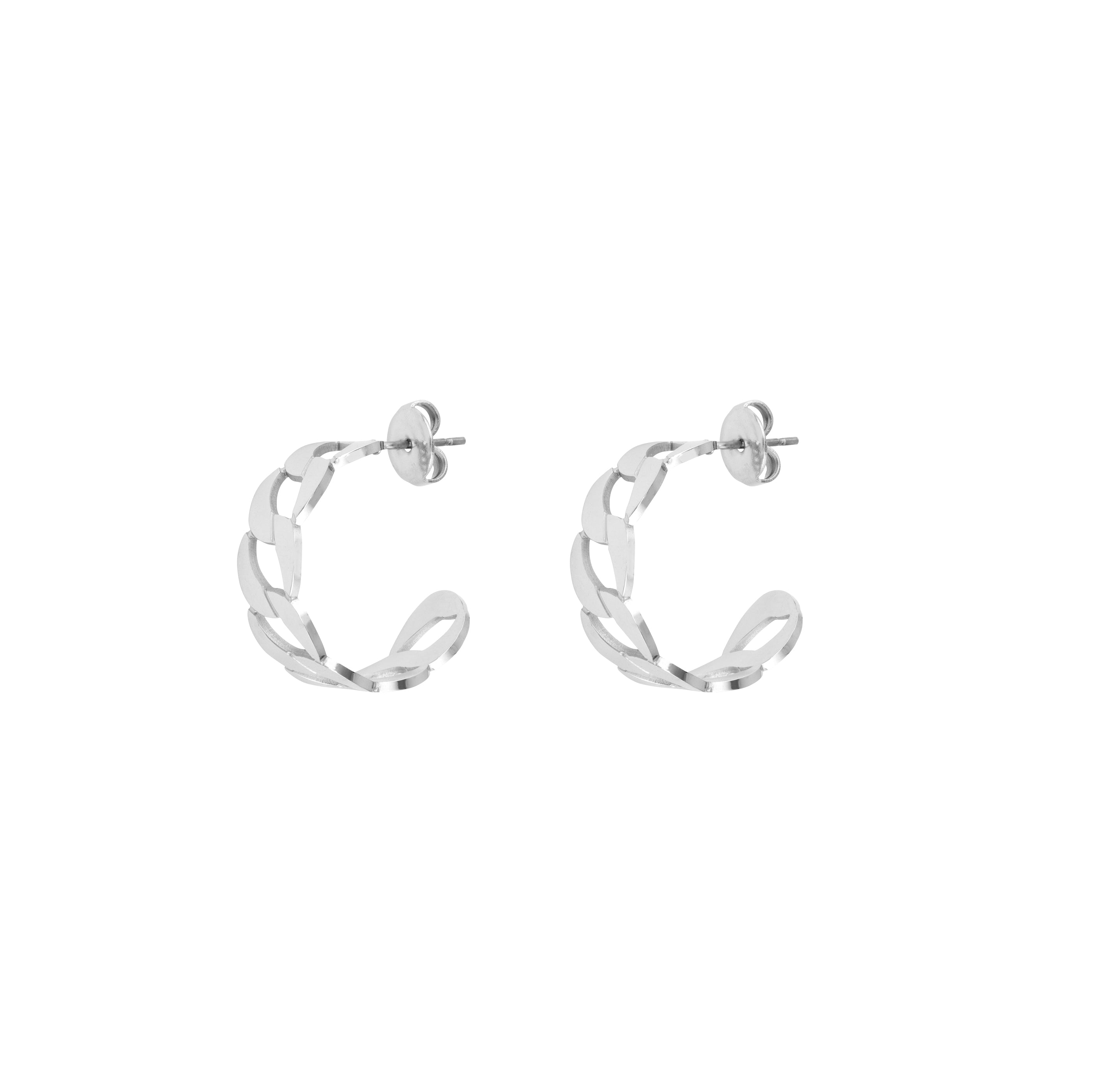 Chain Hoop Earrings - Silver