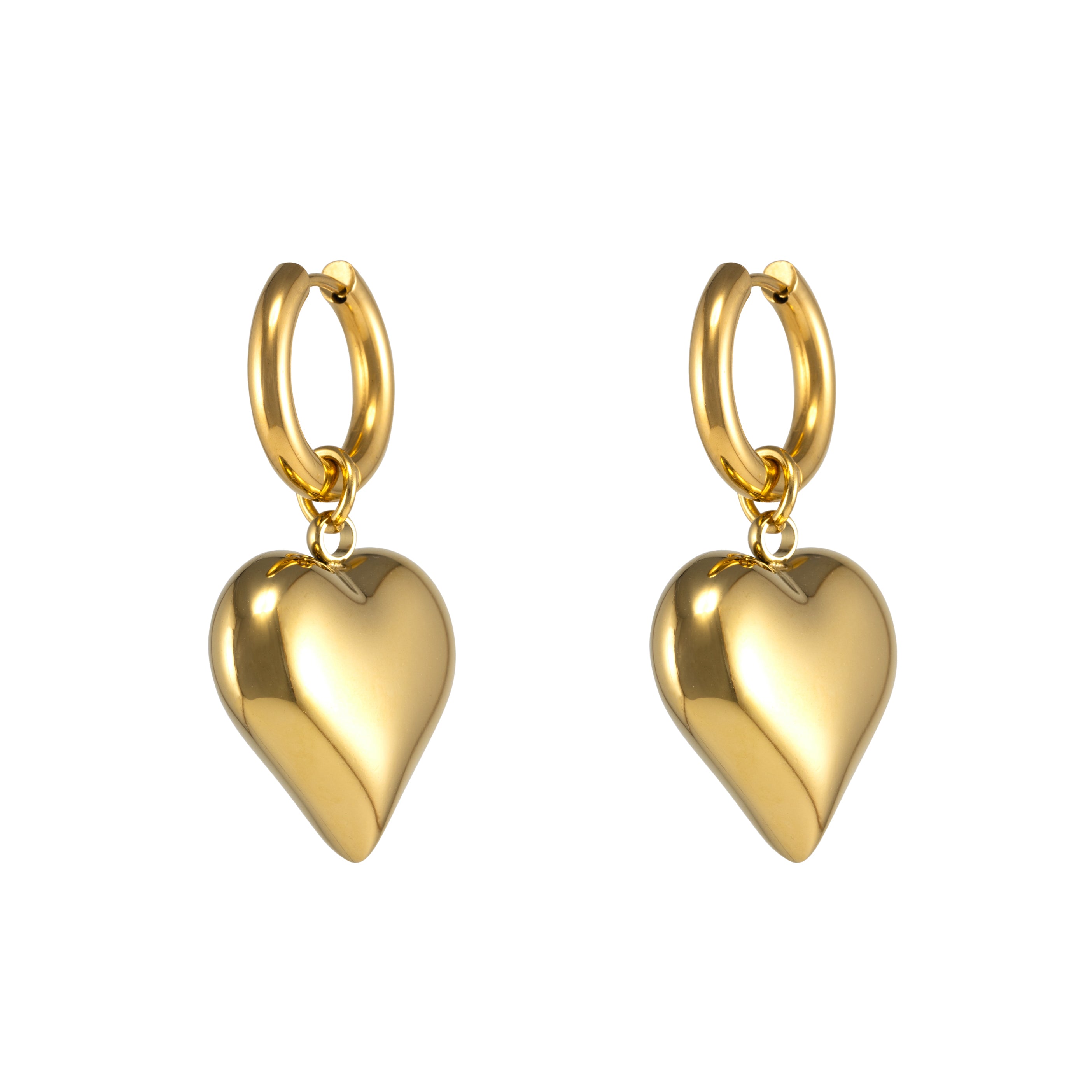 Puff Heart Earrings - Gold