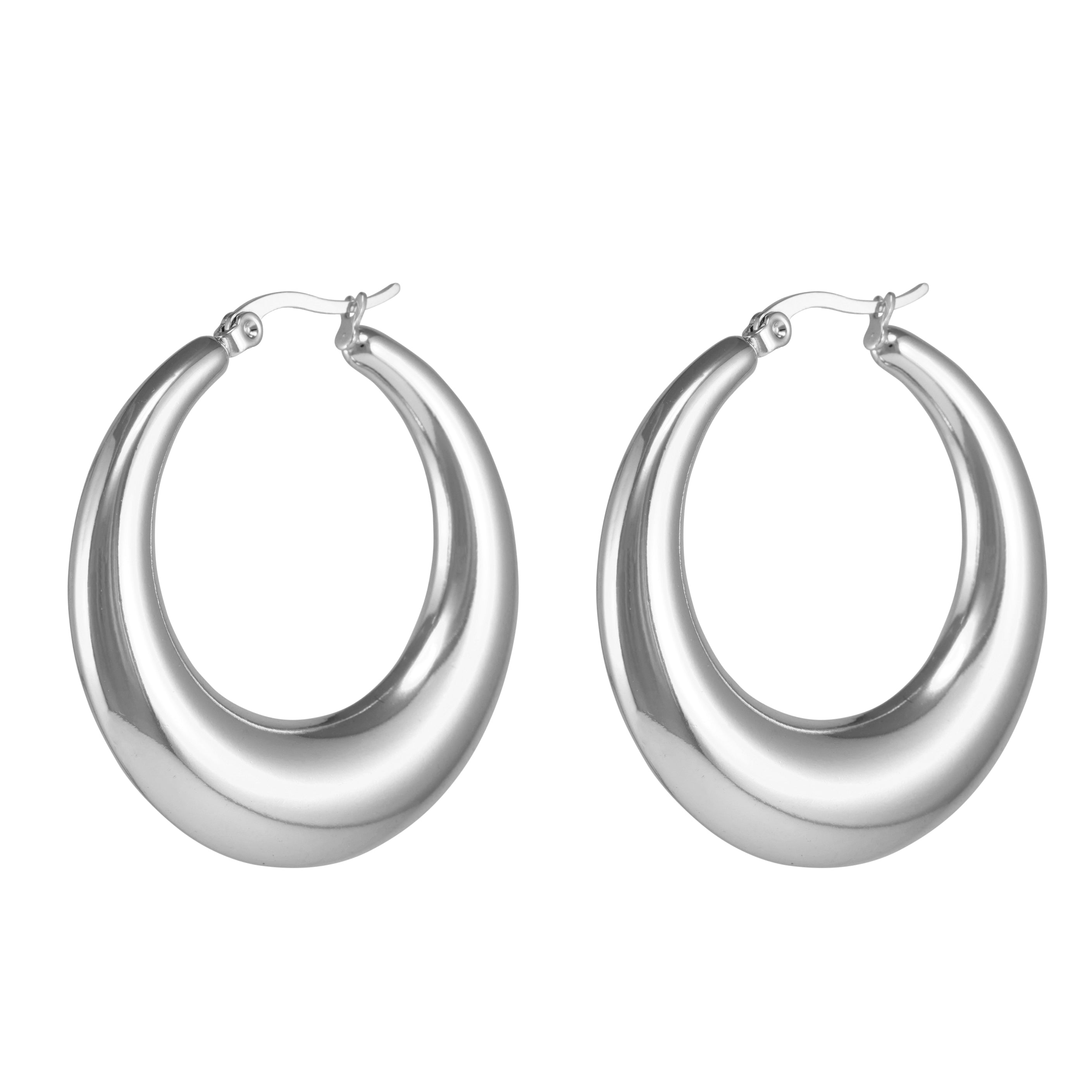 Esmerelda Hoop Earrings - Silver 40mm