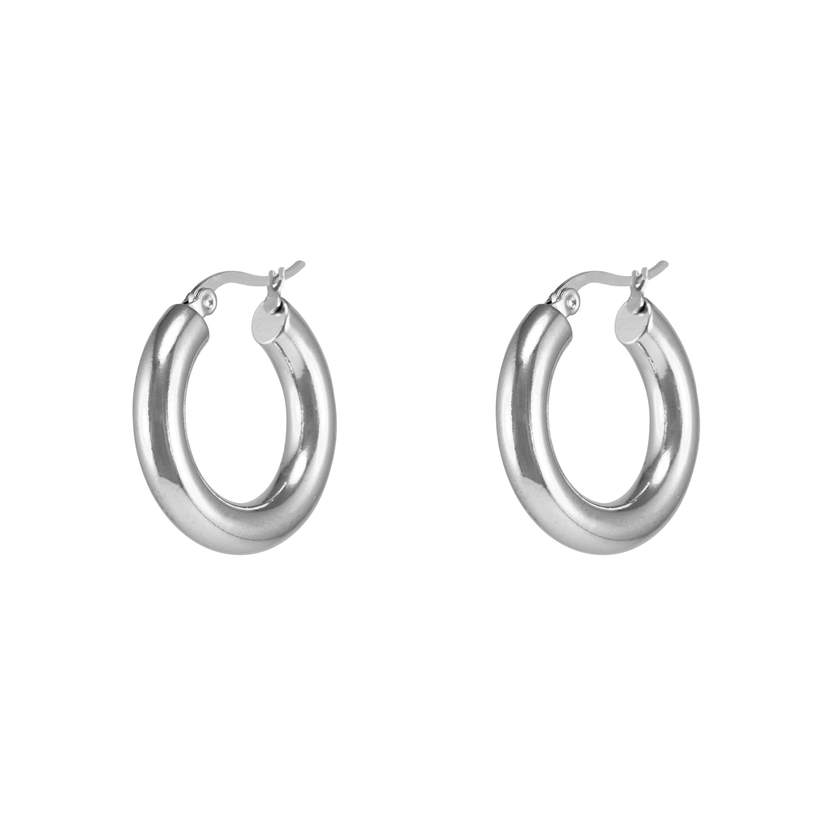 Rachel Hoop Earrings - Silver 25mm